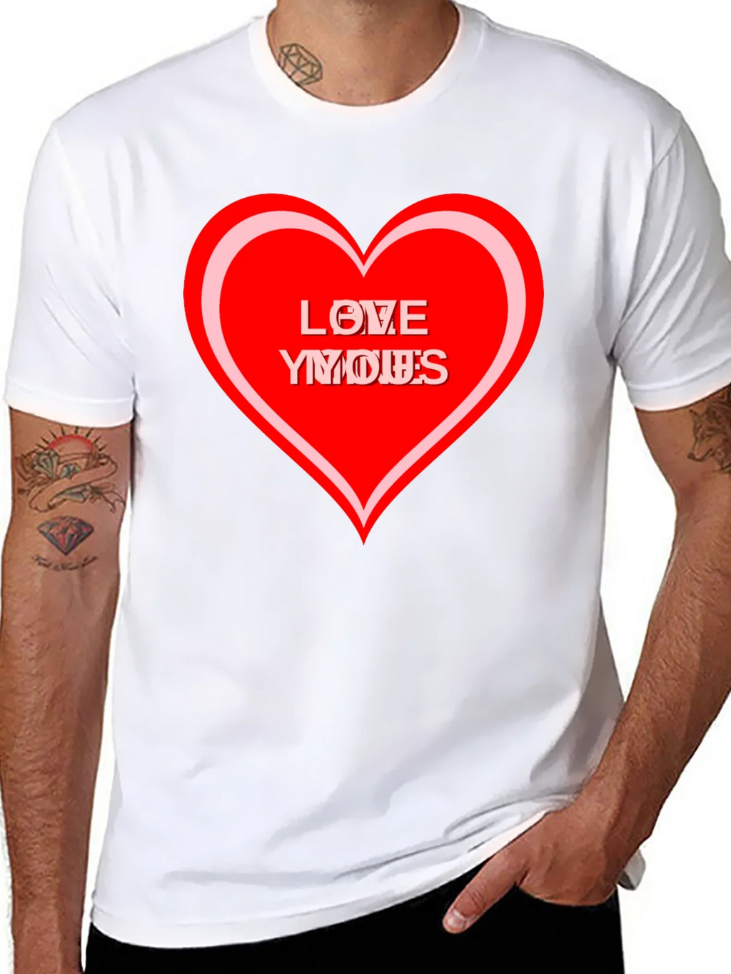 Love Yous Heart Graphic Black T-Shirt product image 7