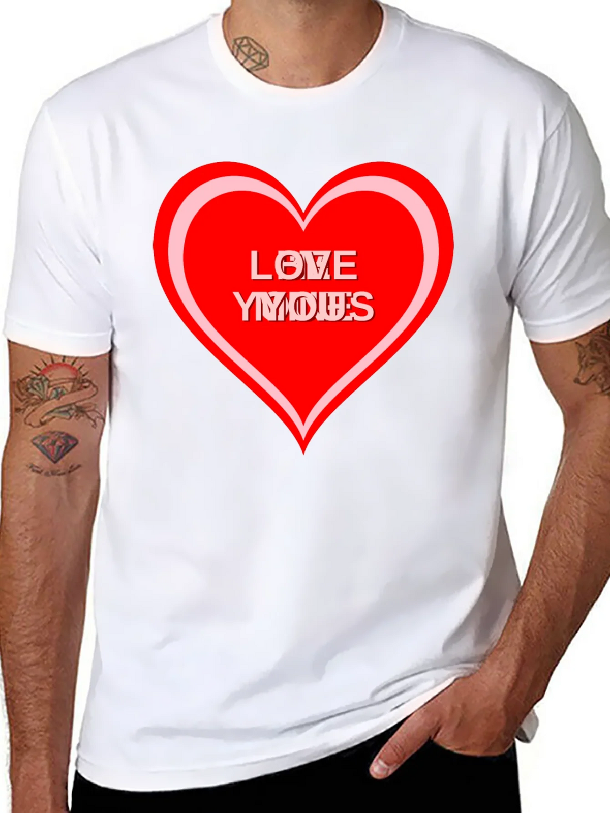 Love Yous Heart Graphic Black T-Shirt product image 7