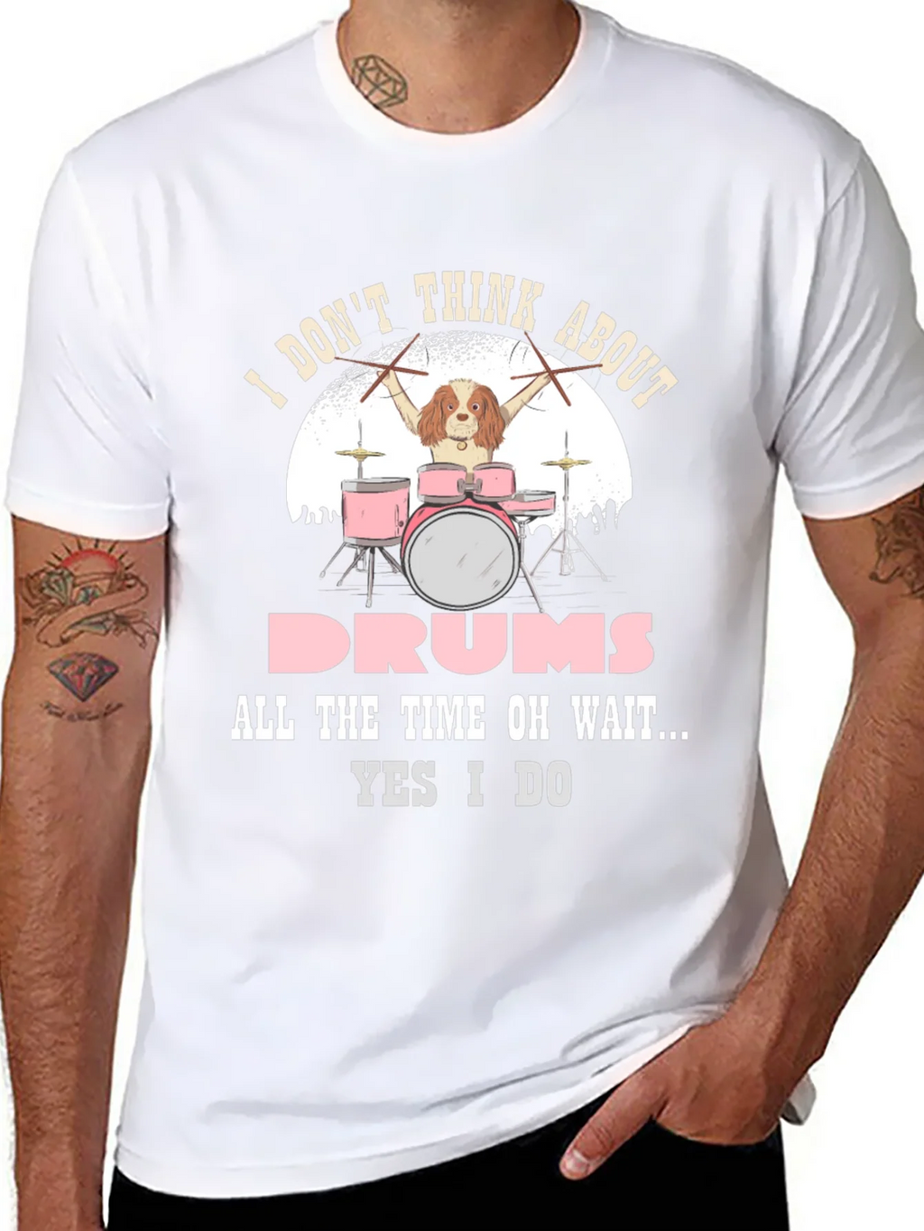 Dog Drummer T-Shirt: I Dont Think About Drums product image 7