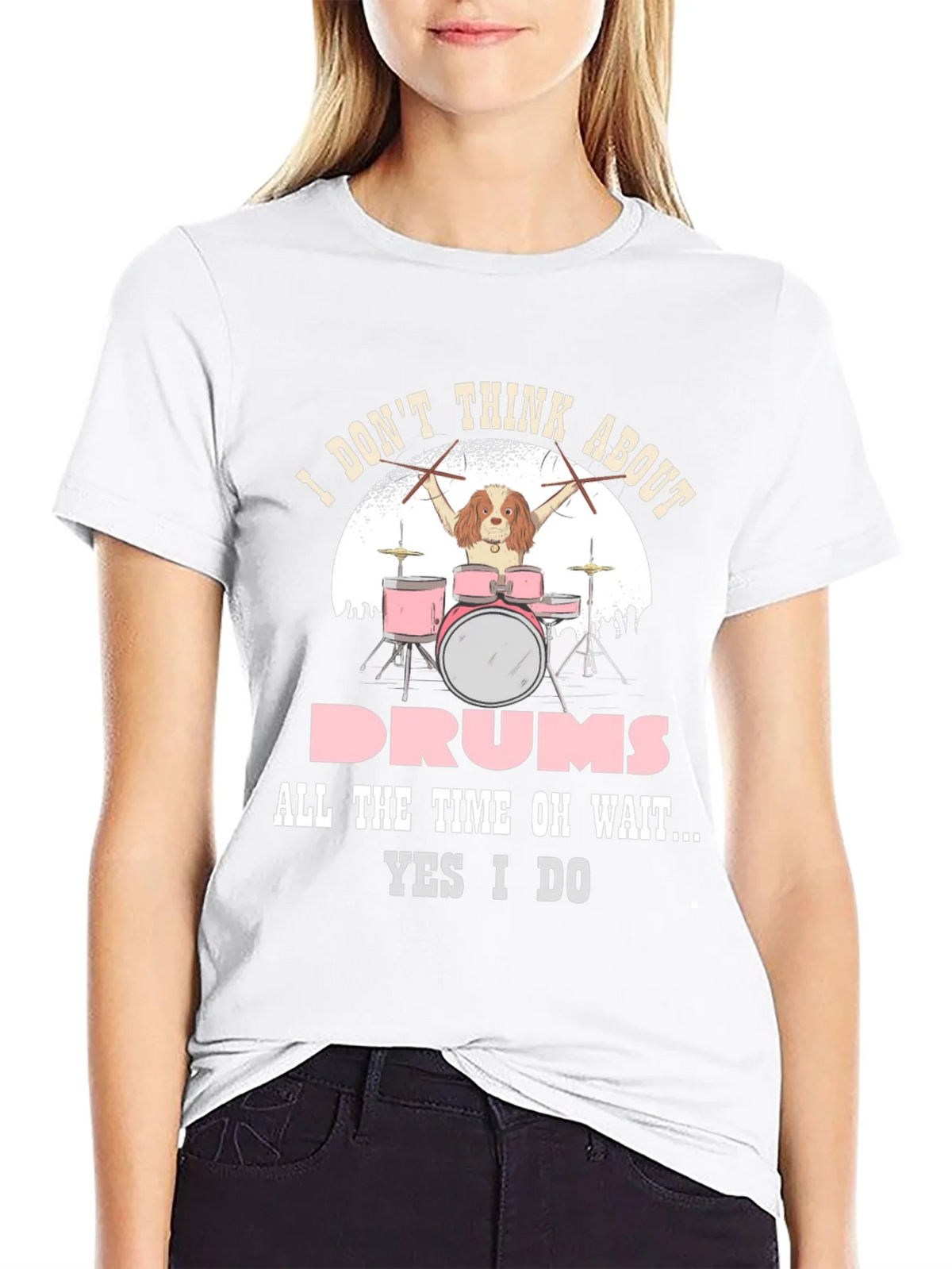 Dog Drummer T-Shirt: I Dont Think About Drums product image 8
