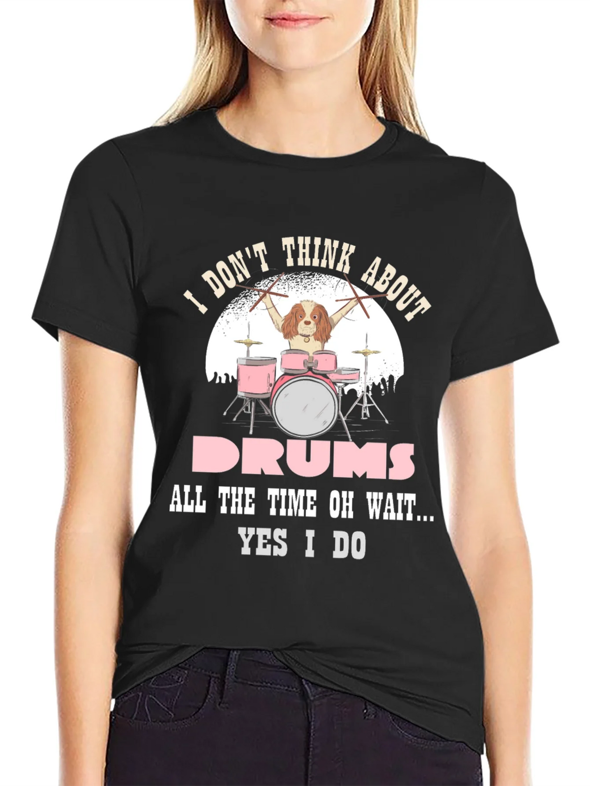 Dog Drummer T-Shirt: I Dont Think About Drums product image 2