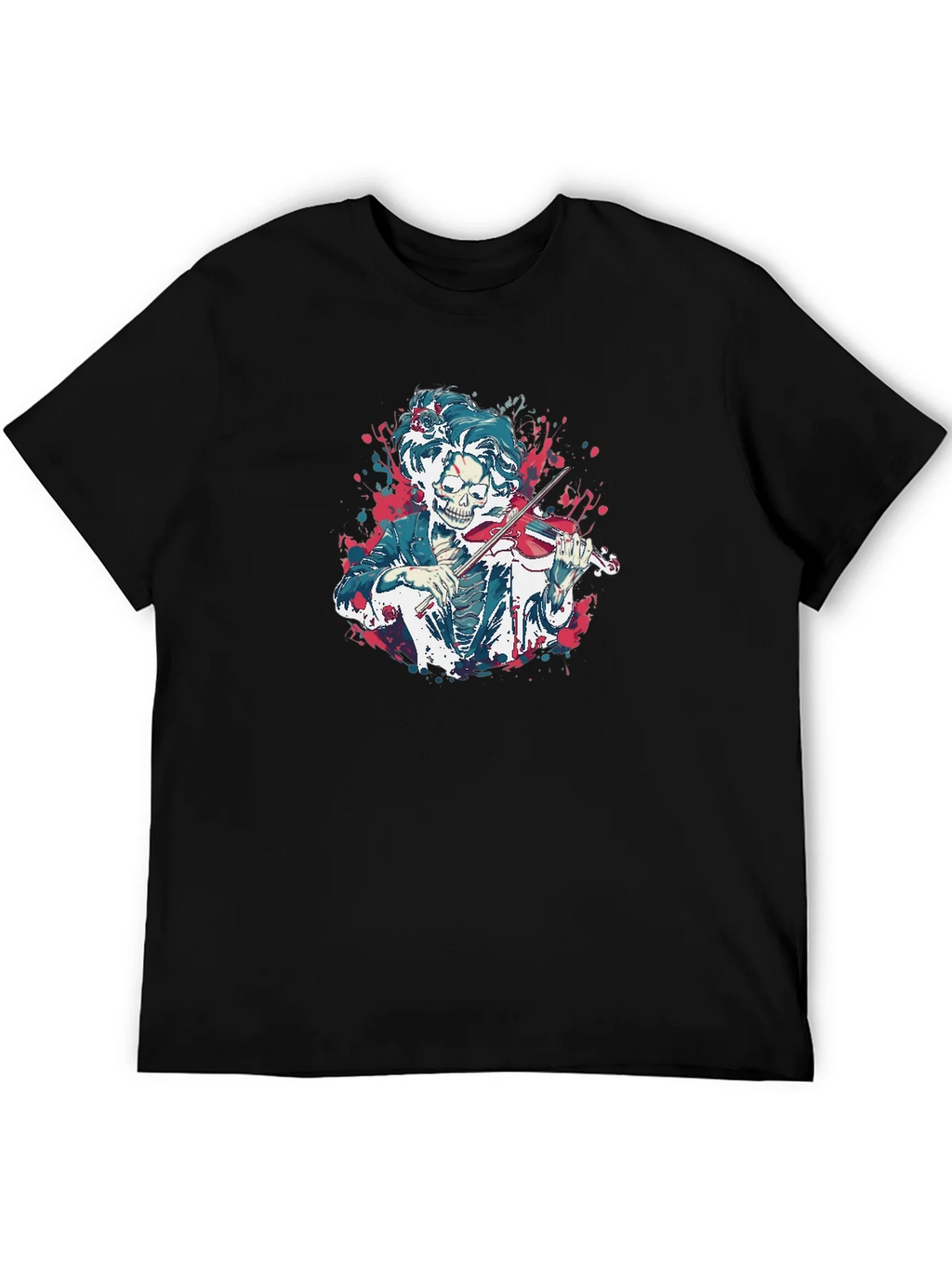 Skeleton Violinist Graphic Tee - Black product image 5
