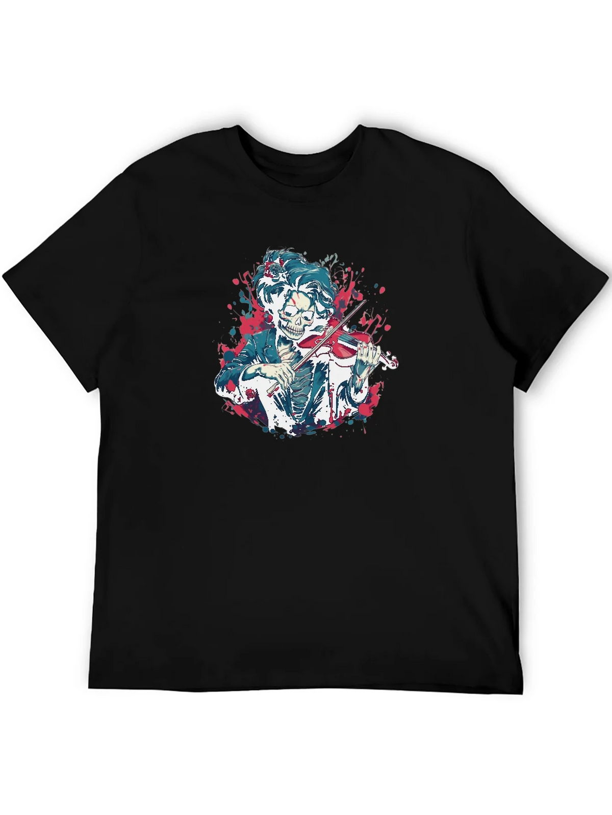 Skeleton Violinist Graphic Tee - Black product image 5