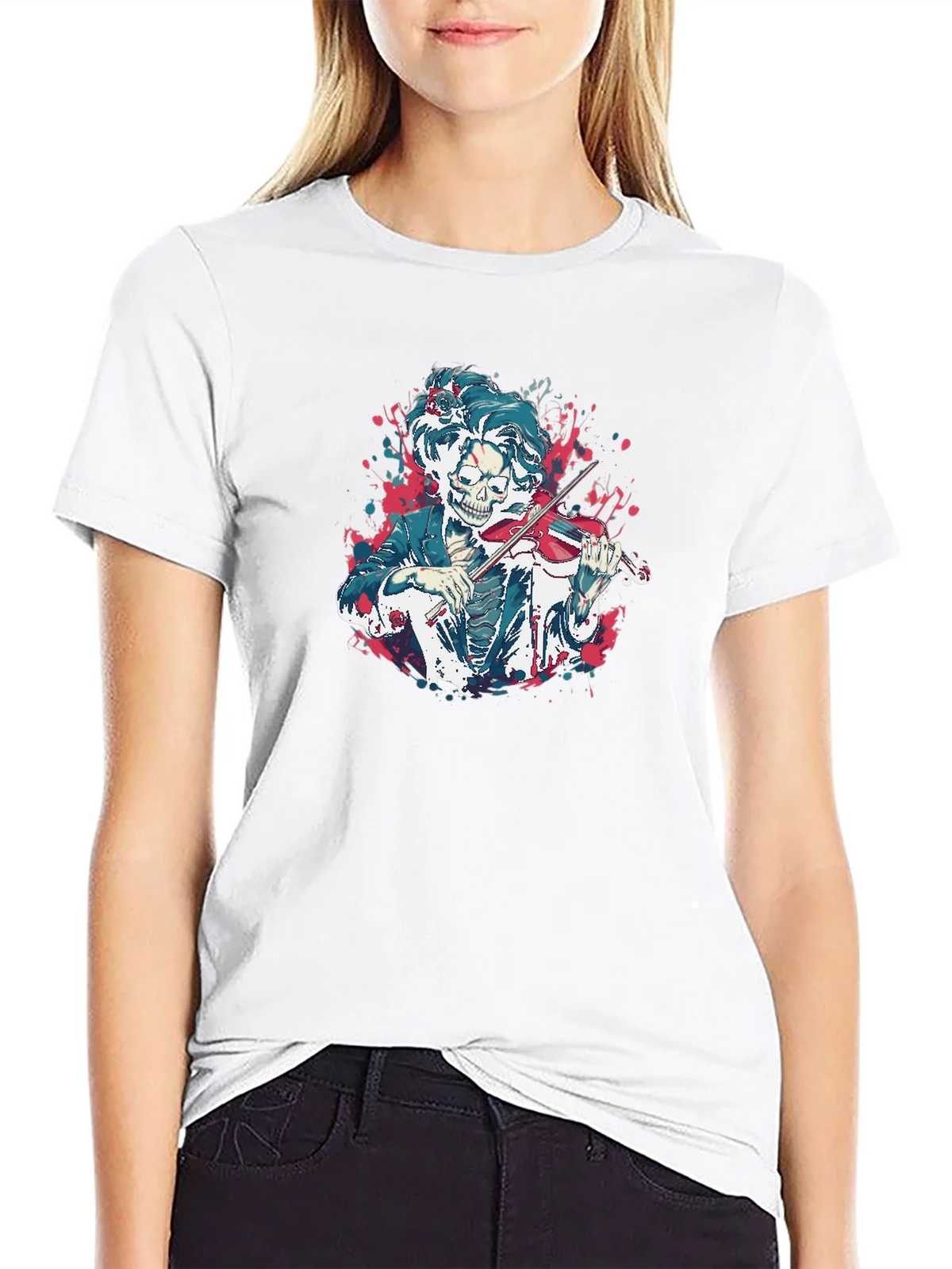 Skeleton Violinist Graphic Tee - Black product image 8