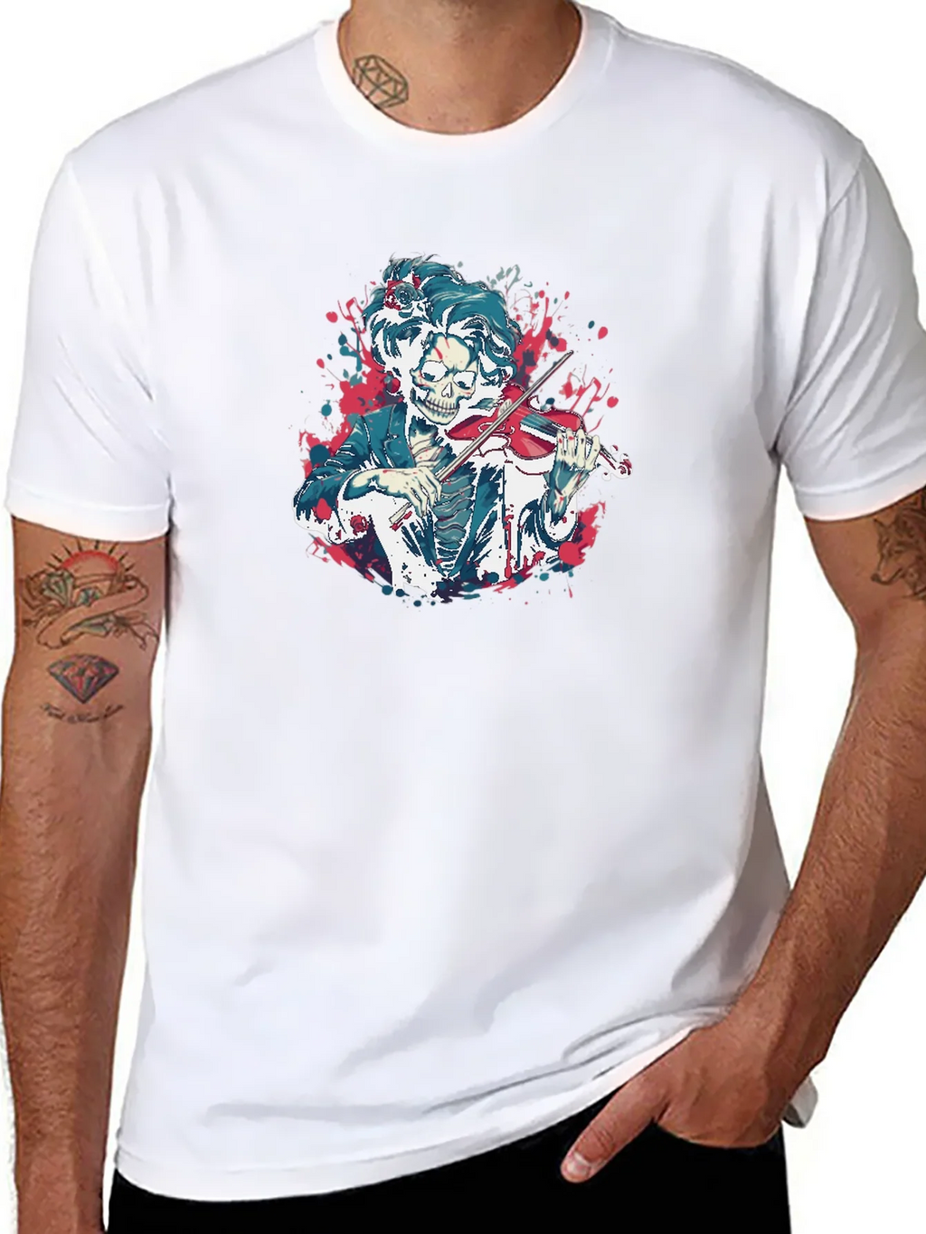 Skeleton Violinist Graphic Tee - Black product image 7