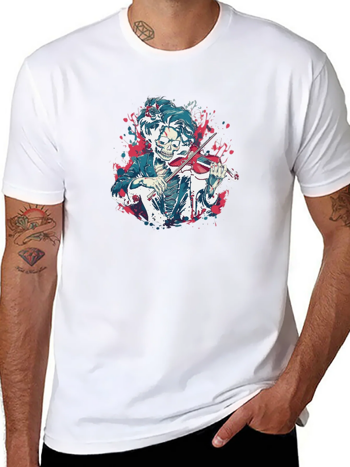 Skeleton Violinist Graphic Tee - Black product image 7
