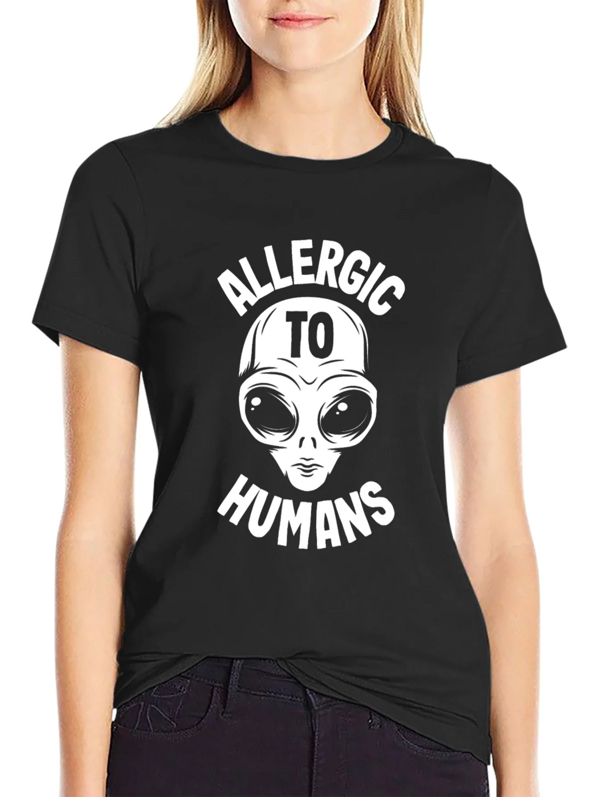 Allergic to Humans Alien Graphic T-Shirt product image 2