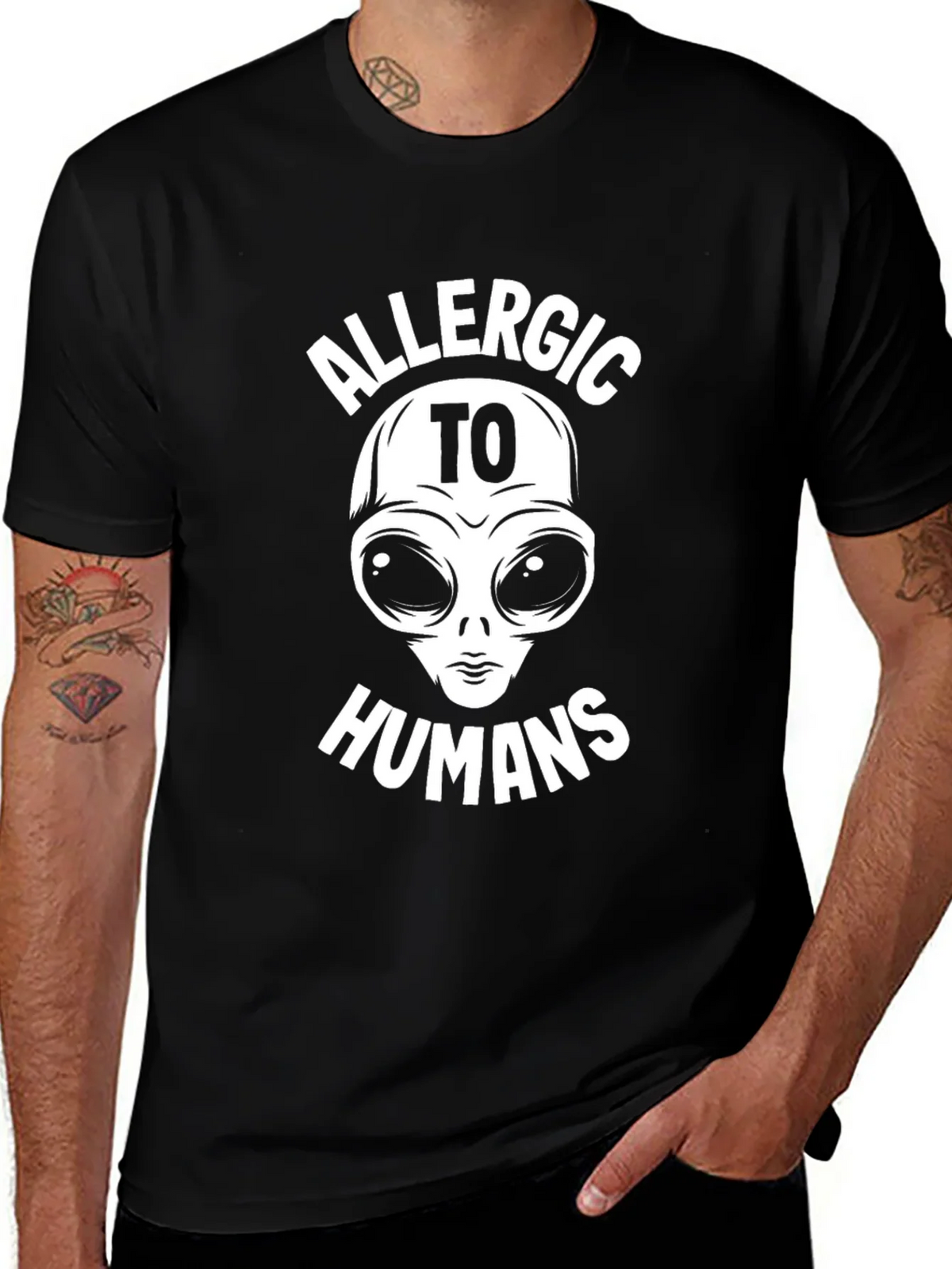 Allergic to Humans Alien Graphic T-Shirt product image 1