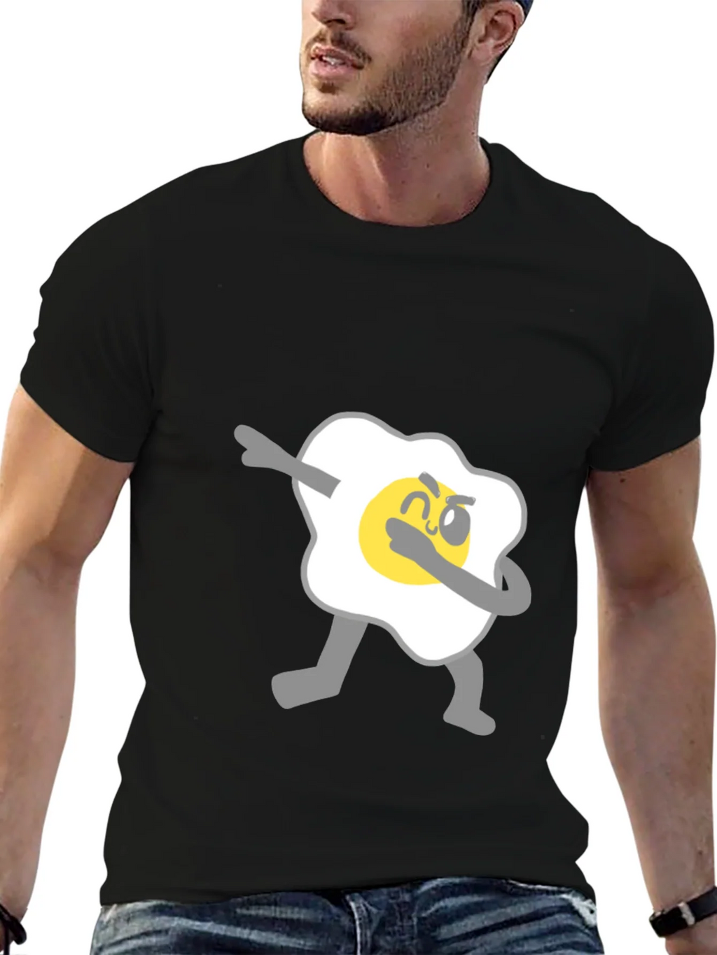Dabbing Egg Graphic Tee - Cool & Casual Black T-Shirt product image 6