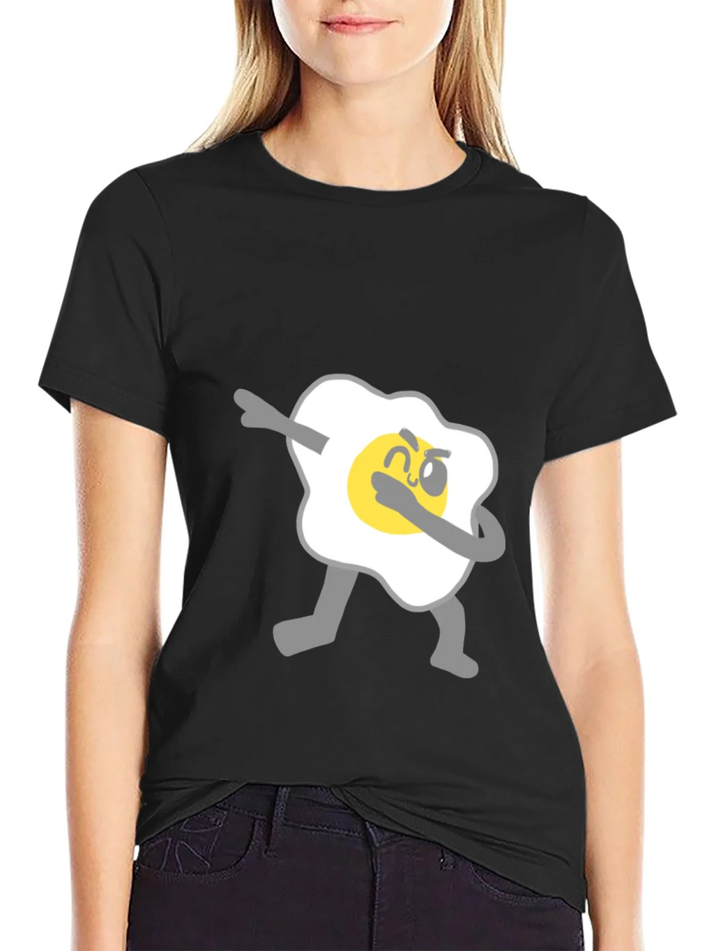 Dabbing Egg Graphic Tee - Cool & Casual Black T-Shirt product image 2
