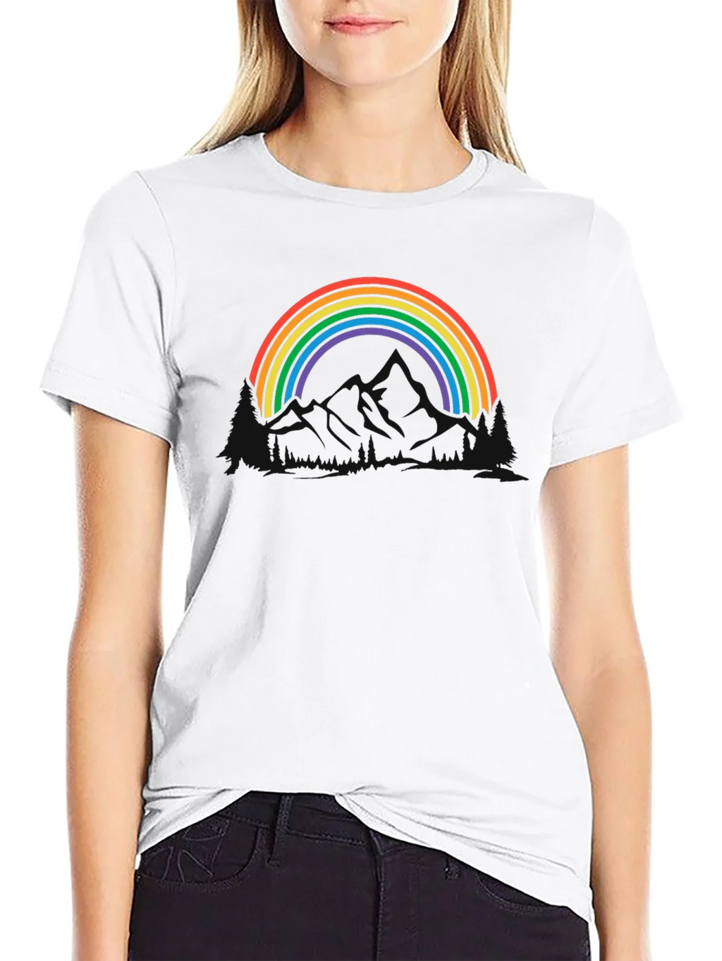 Rainbow Mountain Graphic Tee - Black Cotton Blend product image 8