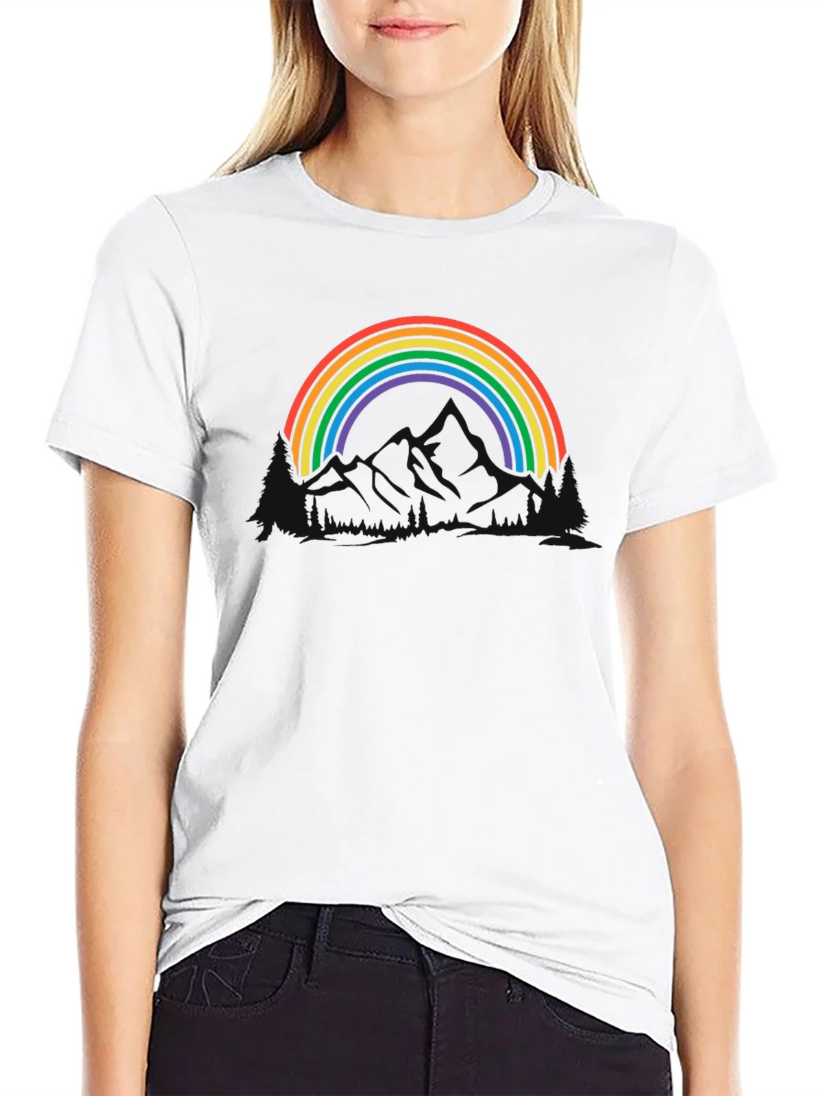 Rainbow Mountain Graphic Tee - Black Cotton Blend product image 8