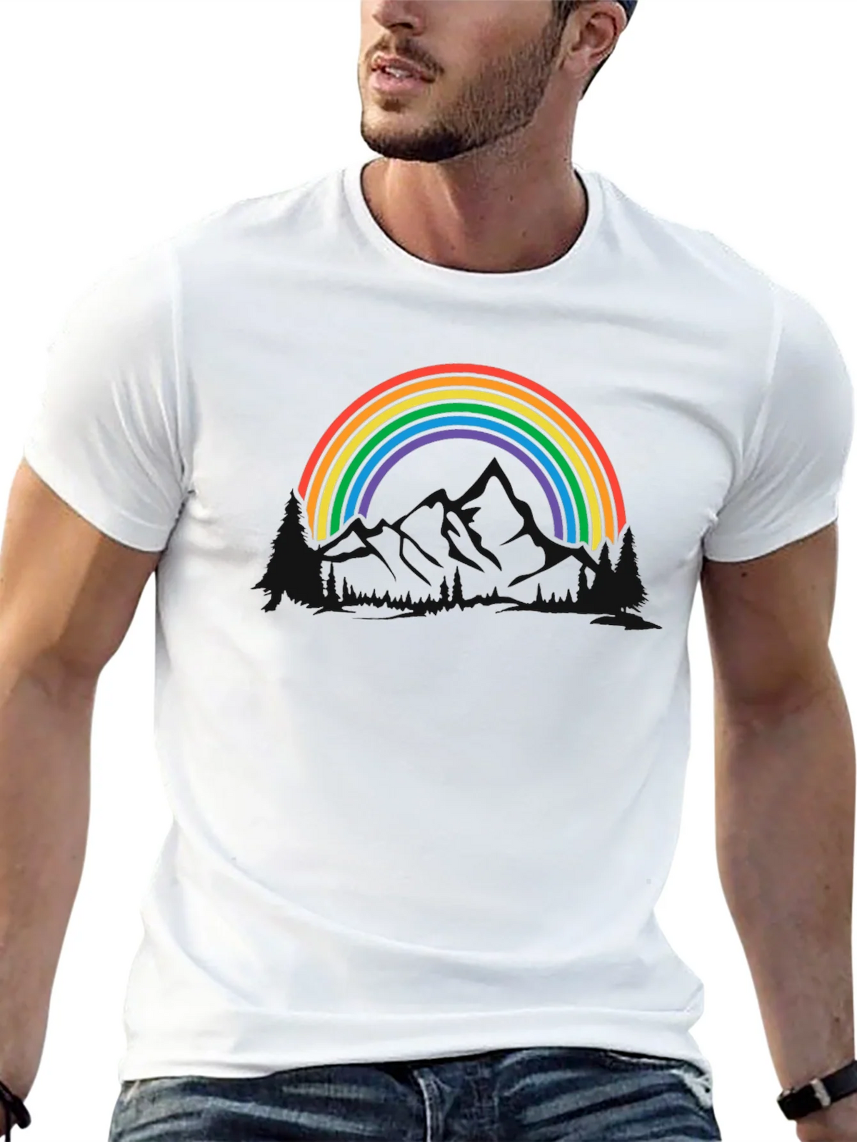 Rainbow Mountain Graphic Tee - Black Cotton Blend product image 12