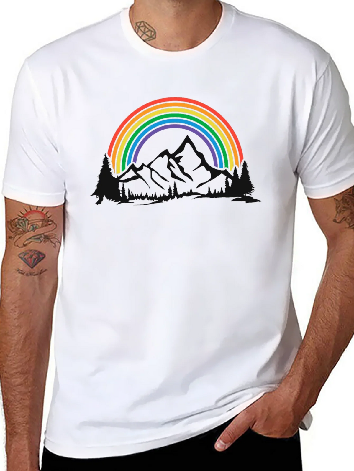 Rainbow Mountain Graphic Tee - Black Cotton Blend product image 7