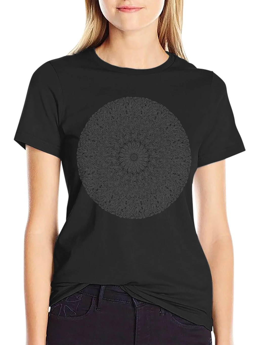 Black Mandala Graphic Tee - Stylish Crew Neck product image 2