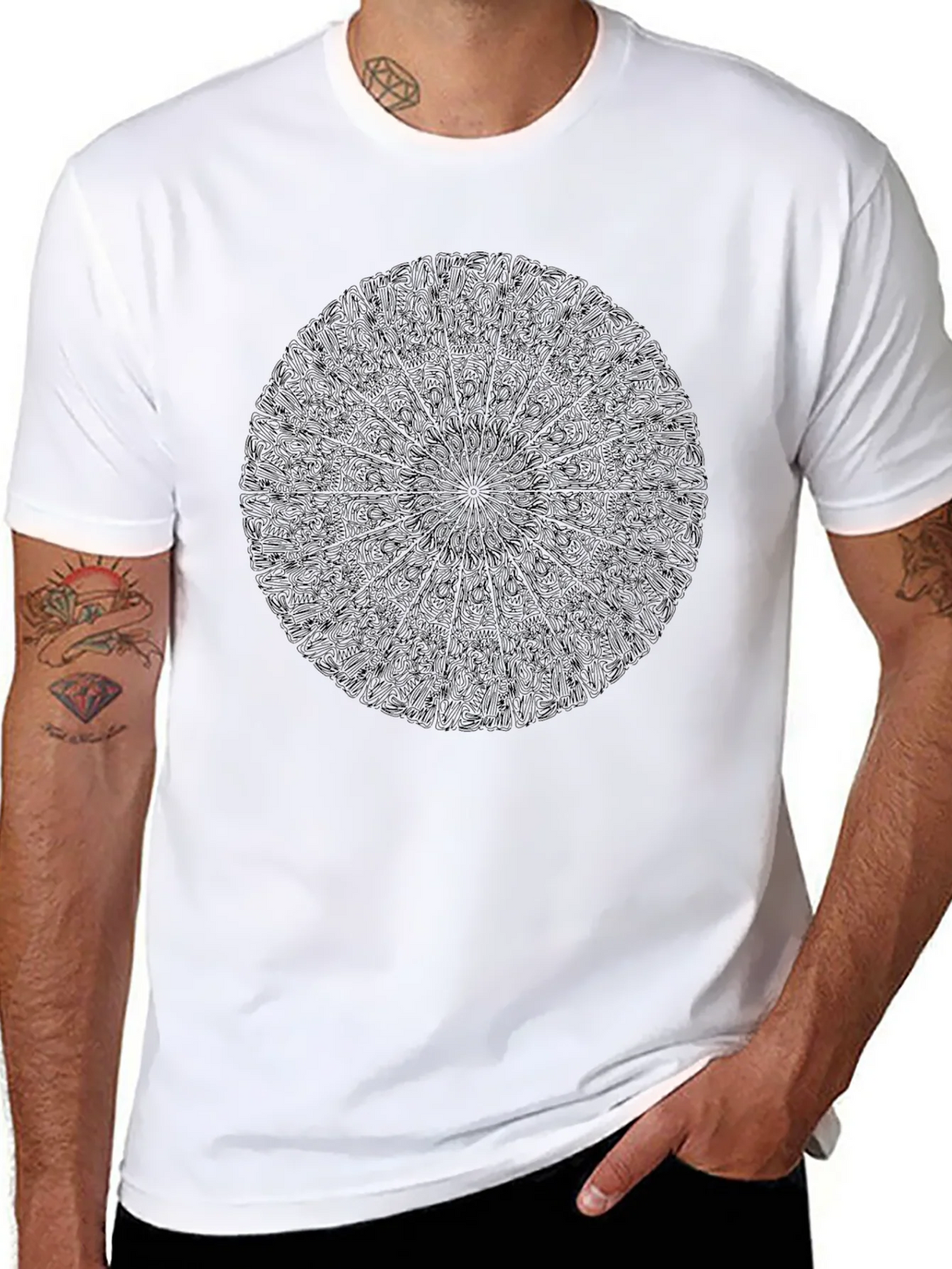 Black Mandala Graphic Tee - Stylish Crew Neck product image 7