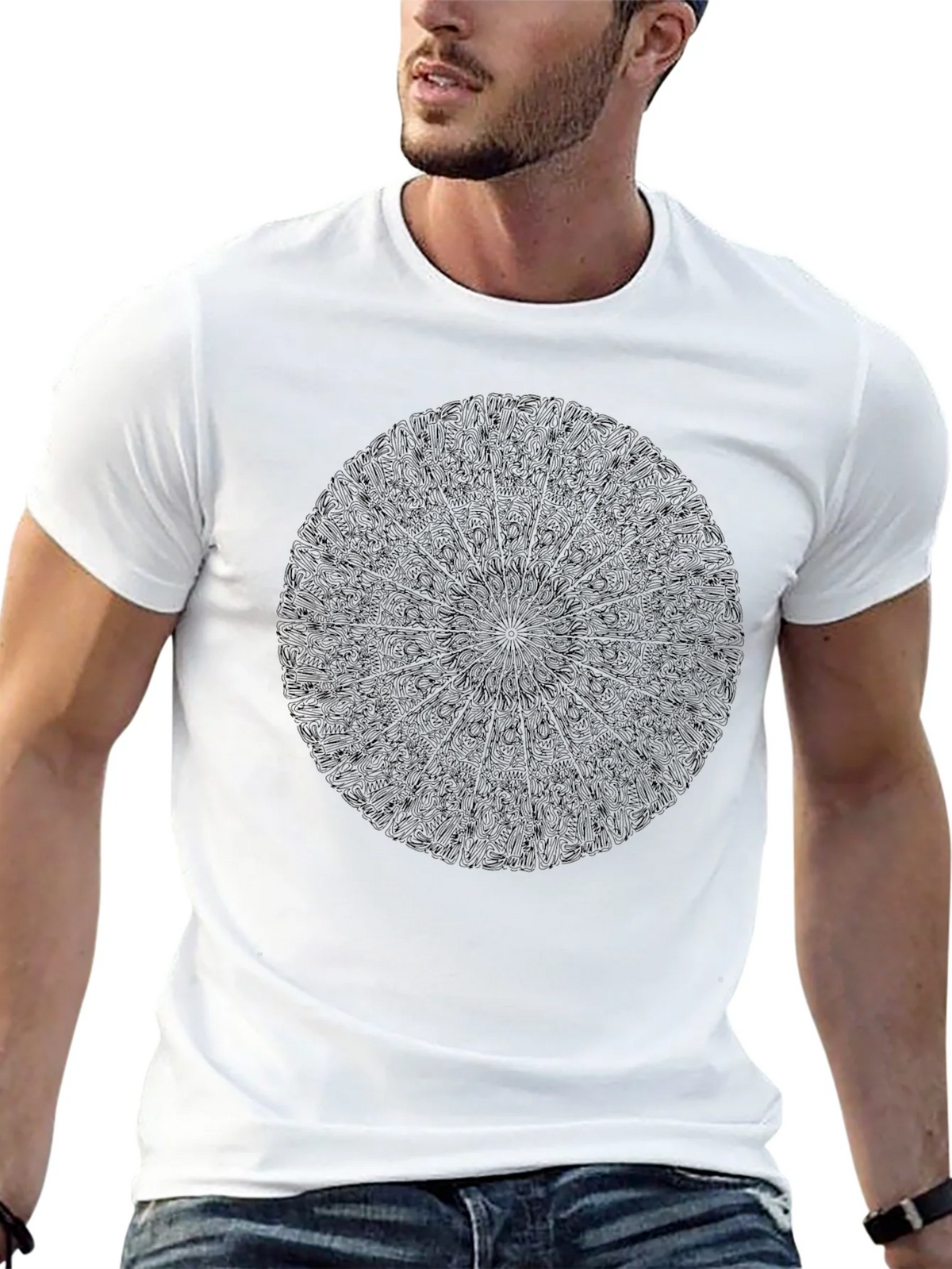 Black Mandala Graphic Tee - Stylish Crew Neck product image 12