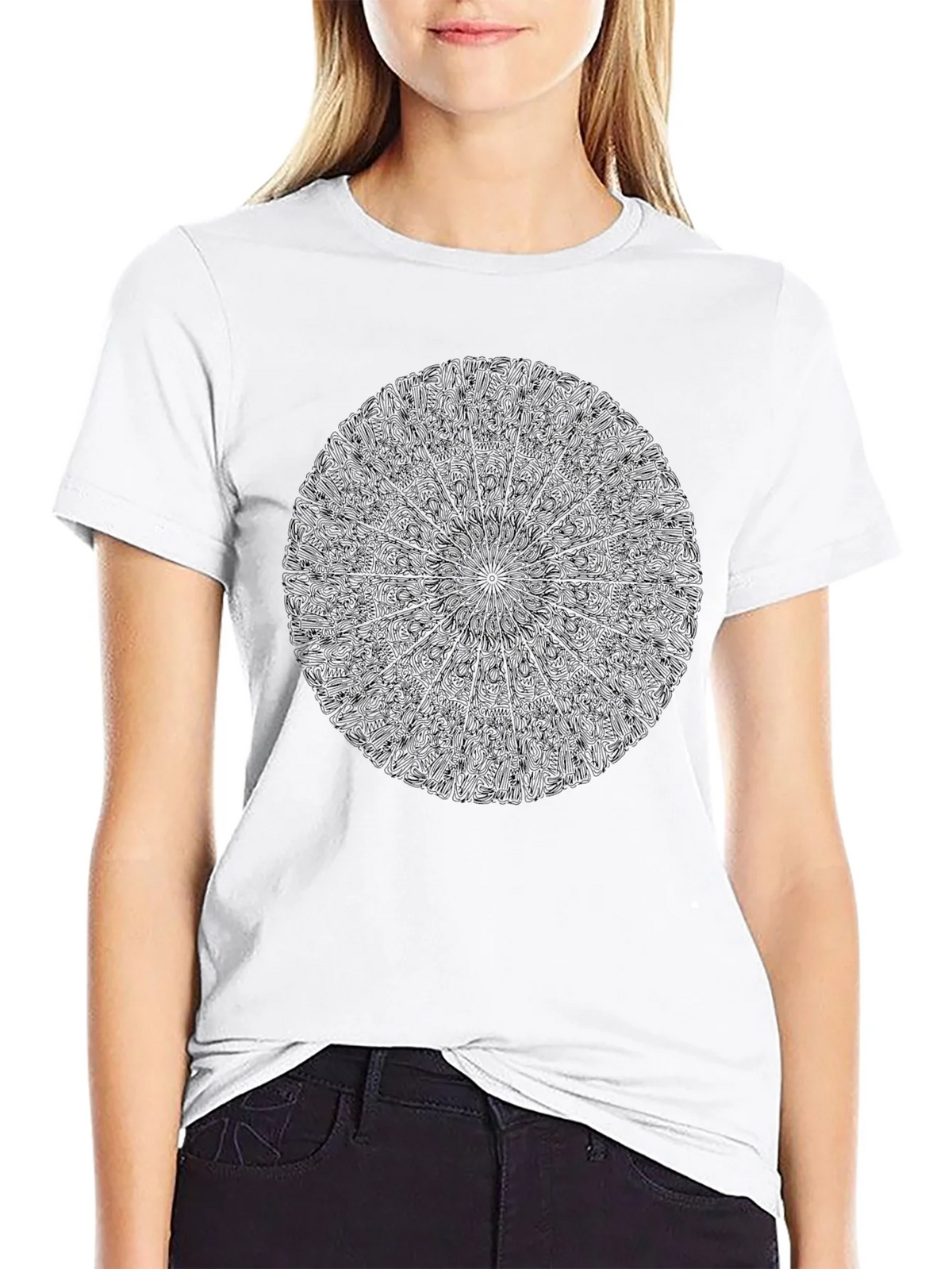 Black Mandala Graphic Tee - Stylish Crew Neck product image 8