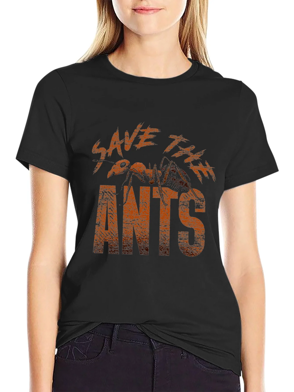 Save The Ants Graphic Tee - Black Cotton T-Shirt product image 2
