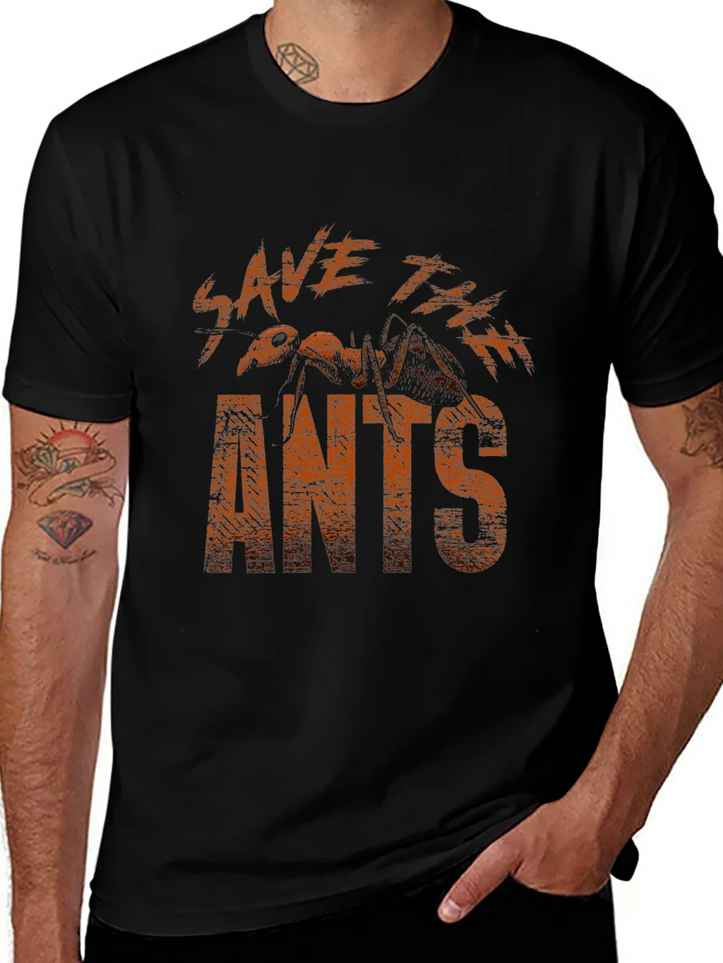Save The Ants Graphic Tee - Black Cotton T-Shirt product image 1