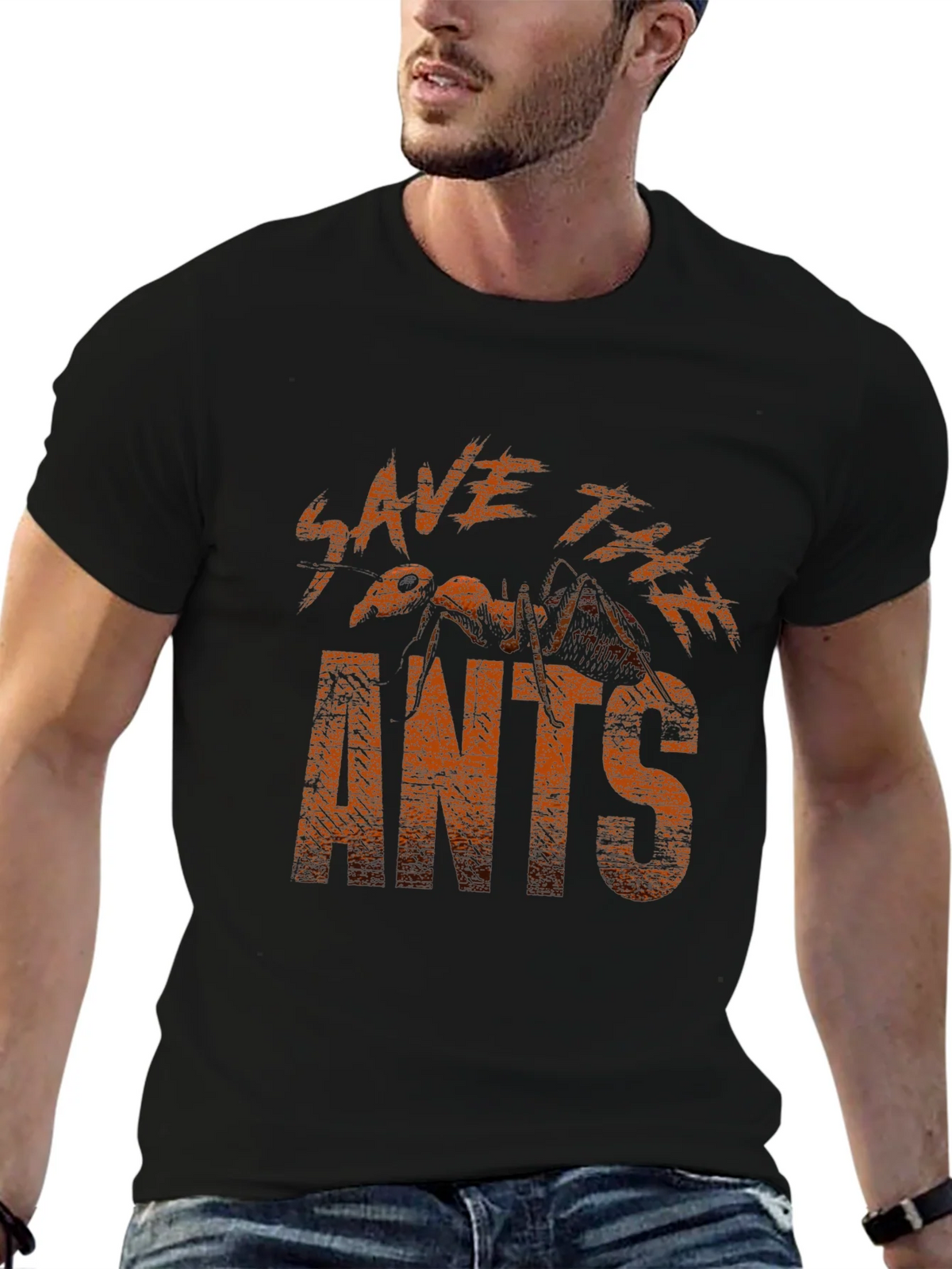 Save The Ants Graphic Tee - Black Cotton T-Shirt product image 6
