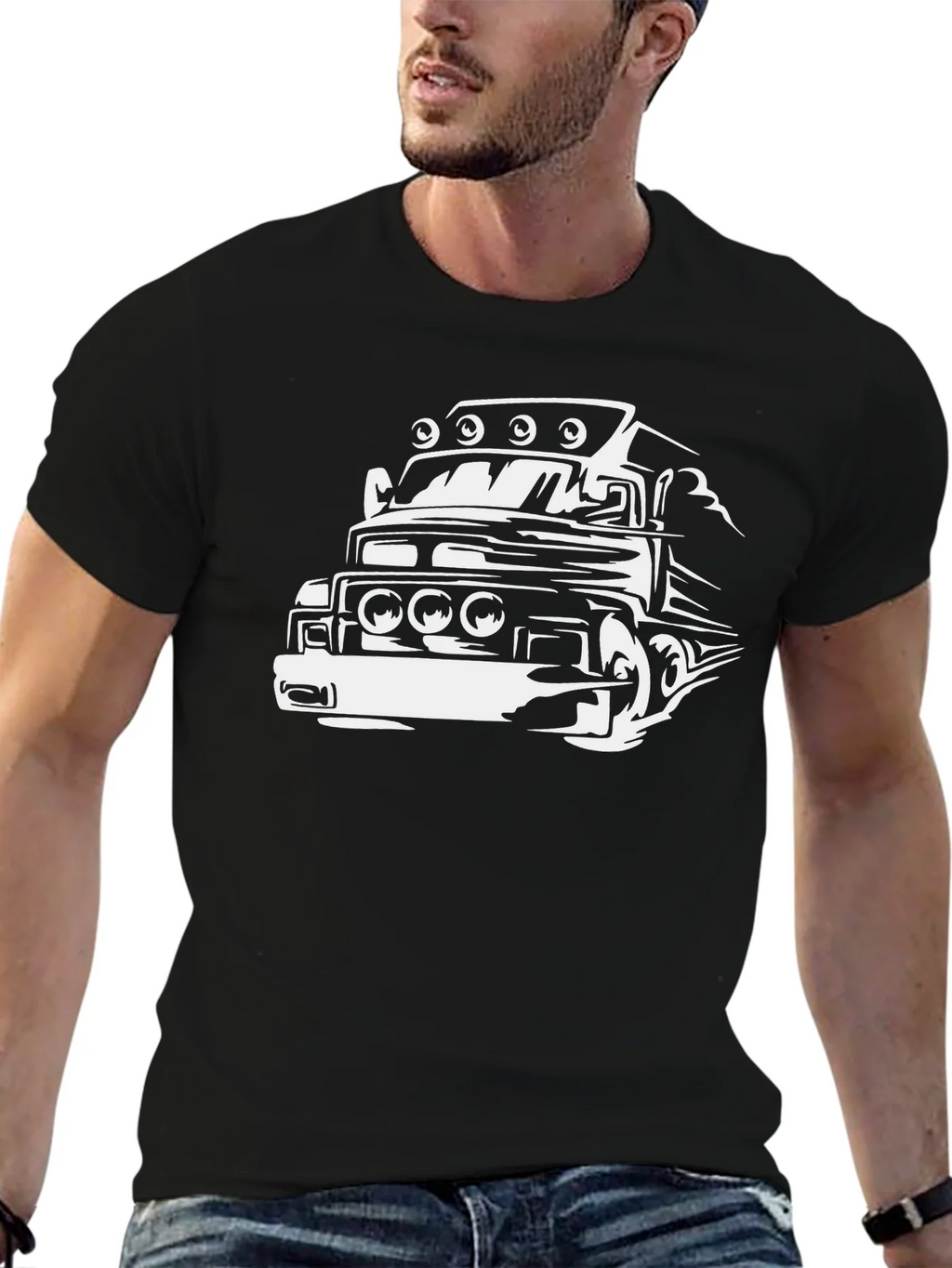 Truck Graphic Tee - Bold Black Cotton Blend product image 6