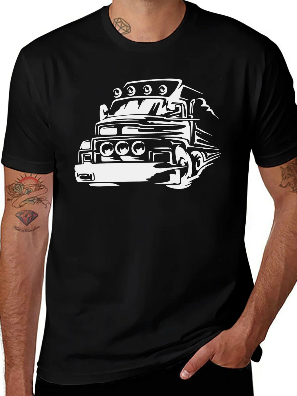Truck Graphic Tee - Bold Black Cotton Blend product image 1