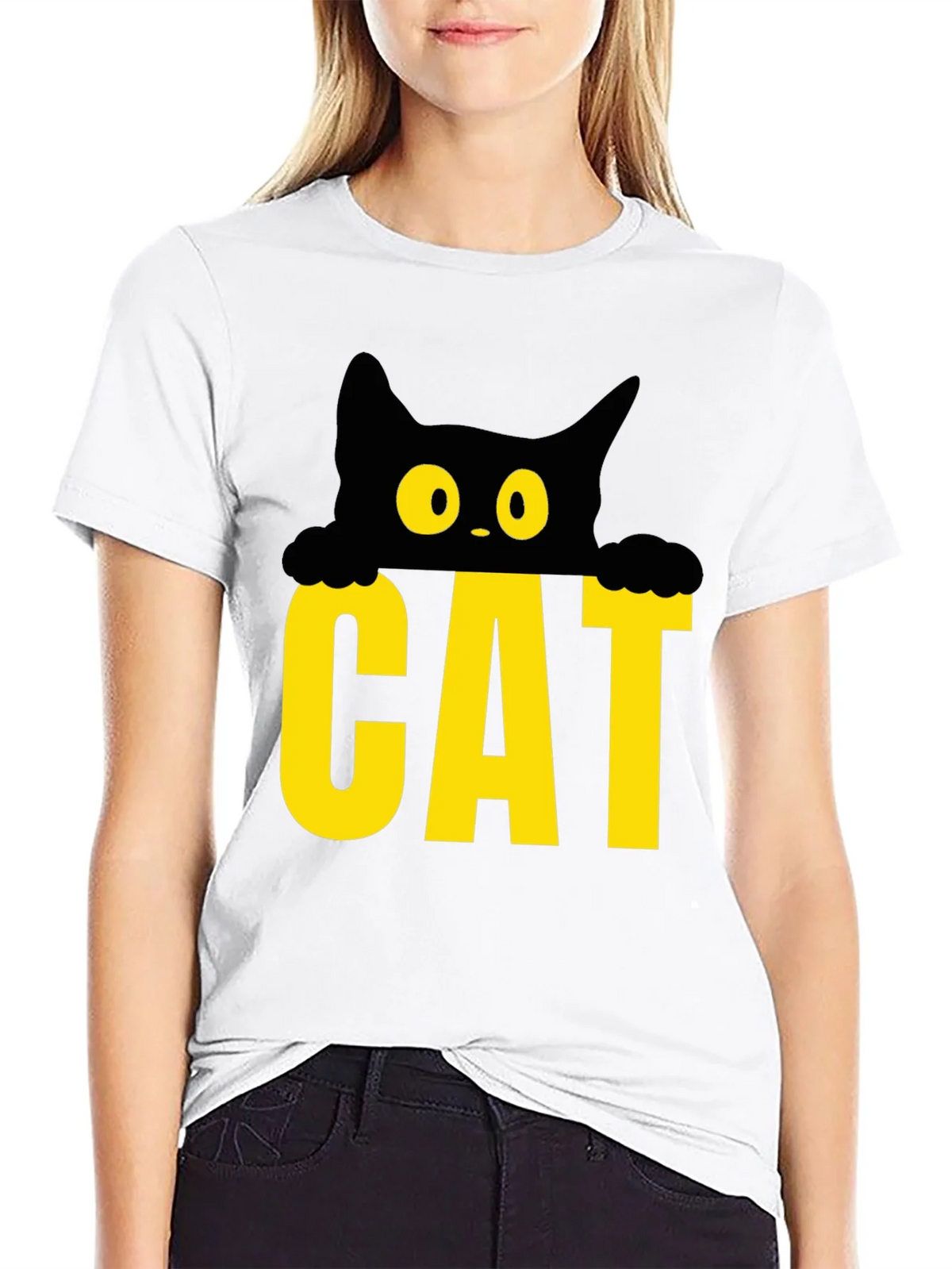 Cat Peek-a-Boo Graphic Tee - Black product image 8
