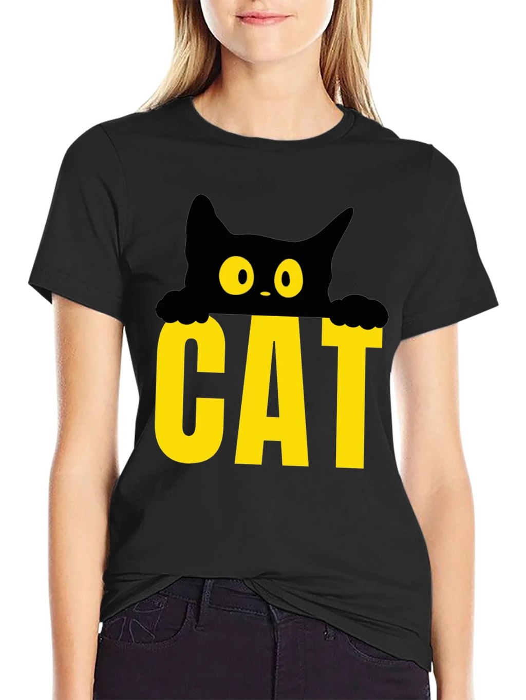 Cat Peek-a-Boo Graphic Tee - Black product image 2