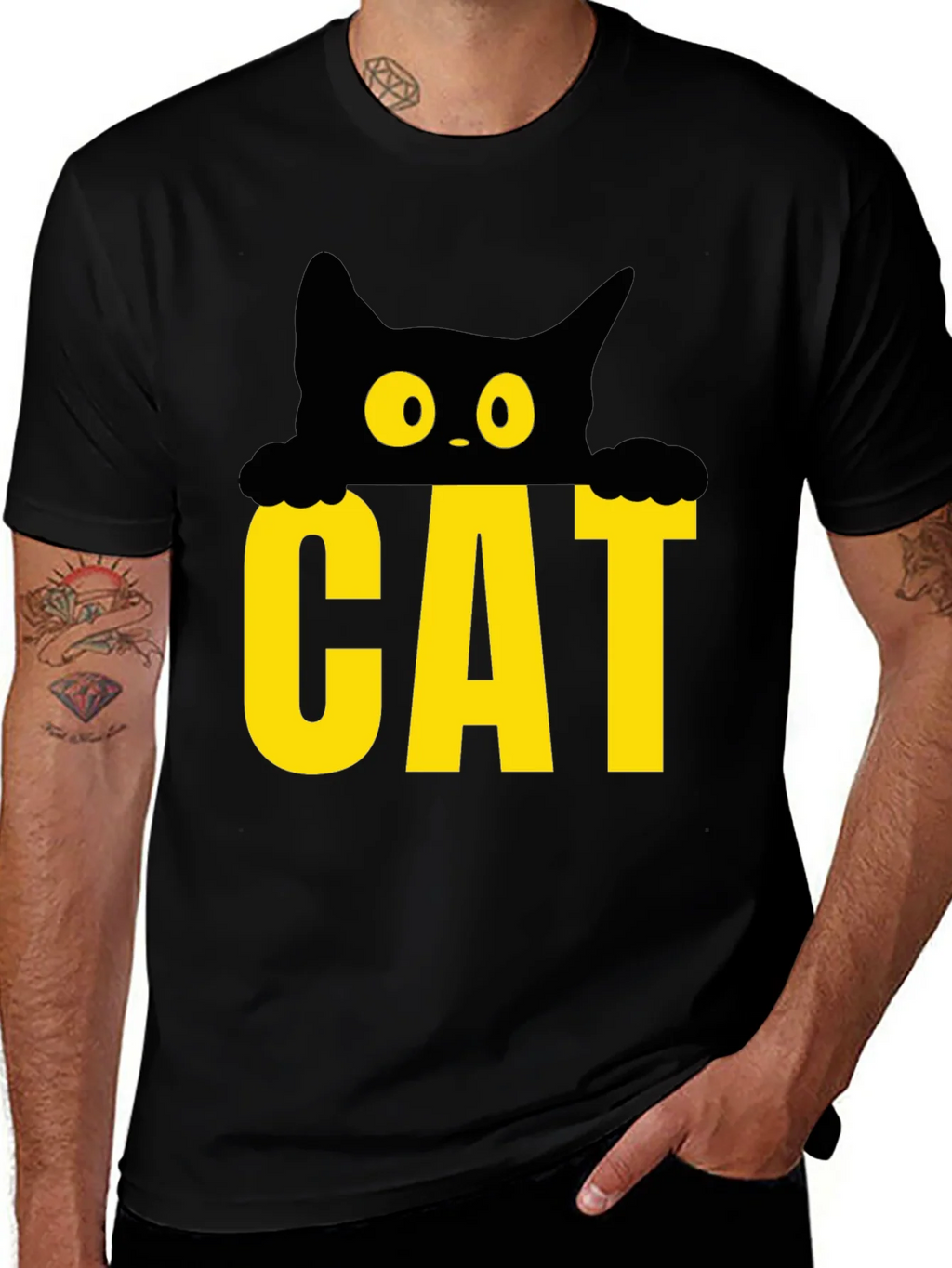 Cat Peek-a-Boo Graphic Tee - Black product image 1