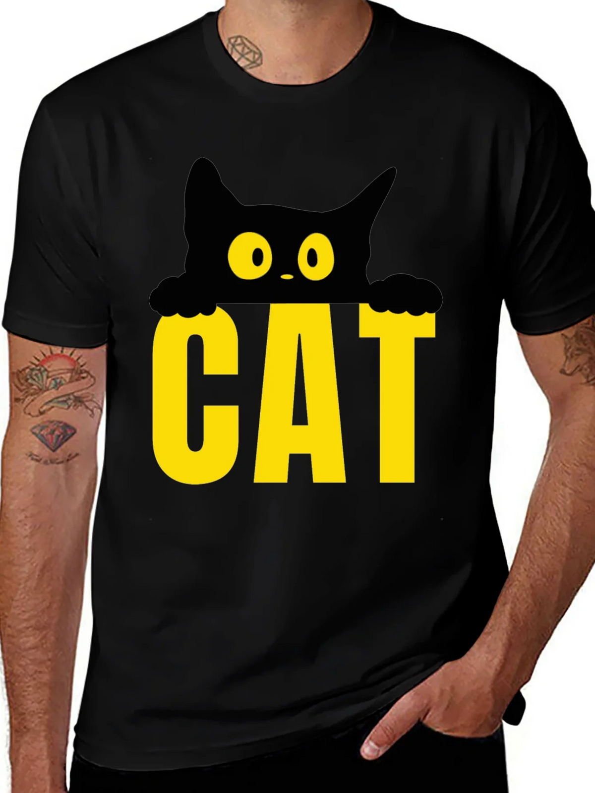 Cat Peek-a-Boo Graphic Tee - Black product image 1