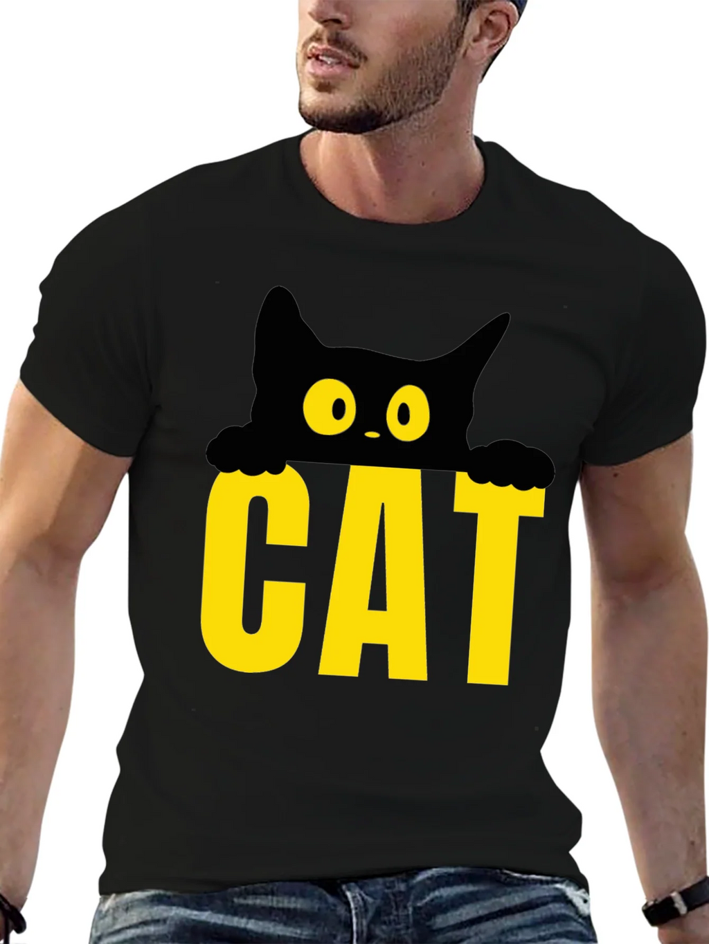 Cat Peek-a-Boo Graphic Tee - Black product image 6