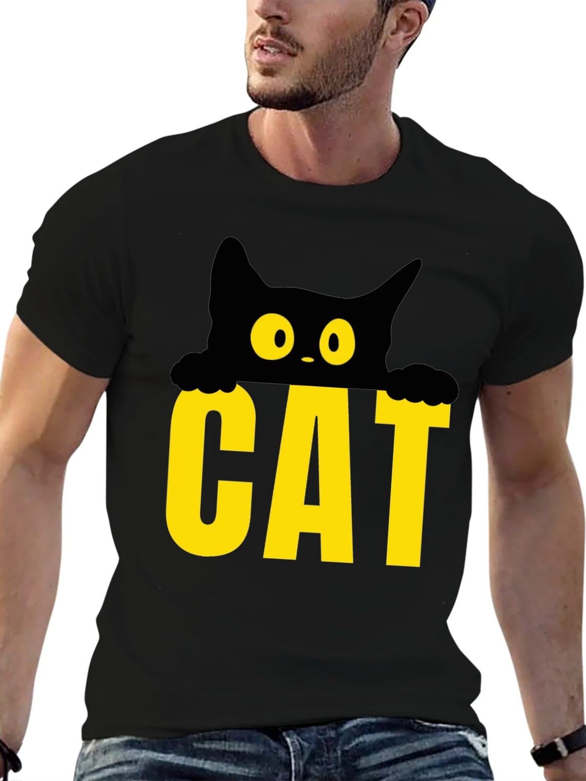 Cat Peek-a-Boo Graphic Tee - Black product image 6