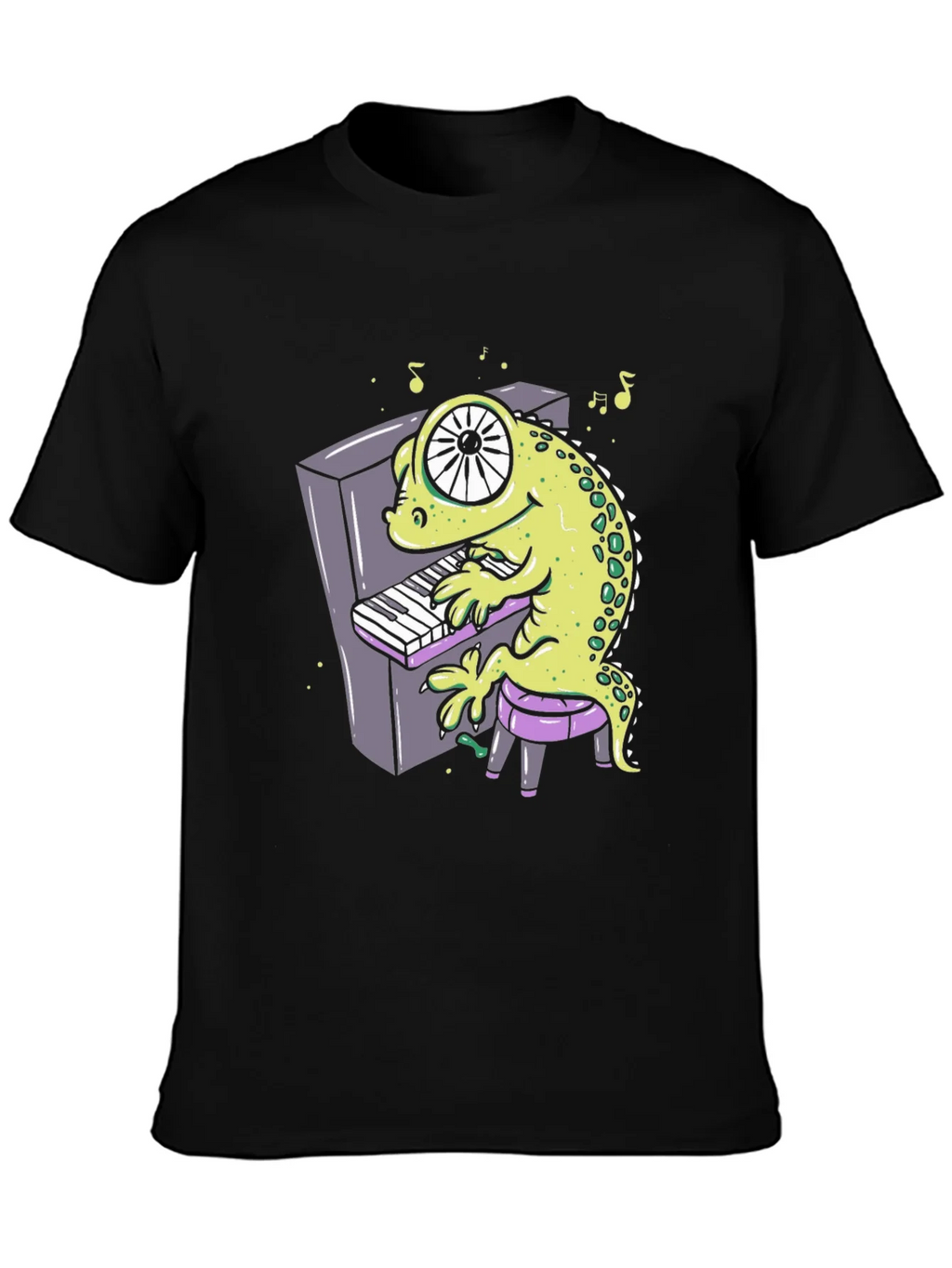 Cartoon Gecko Playing Piano Graphic Tee product image 3