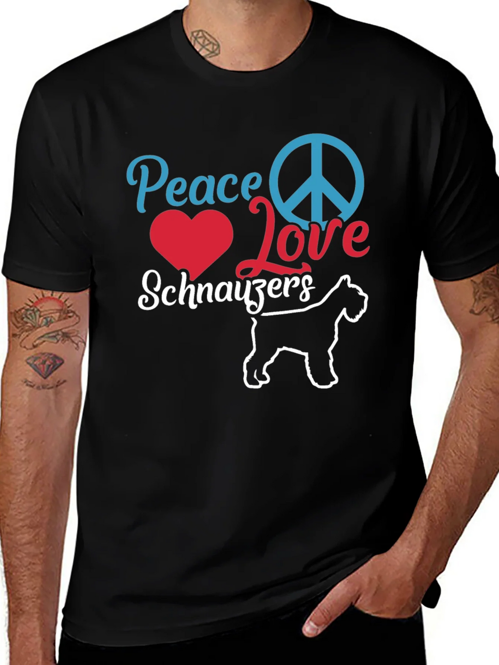 Peace Love Schnauzers Black T-Shirt product image 1