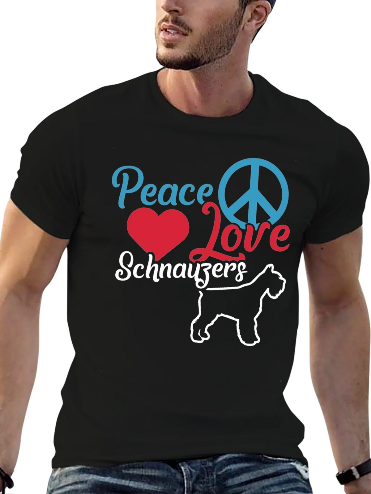 Peace Love Schnauzers Black T-Shirt product image 5