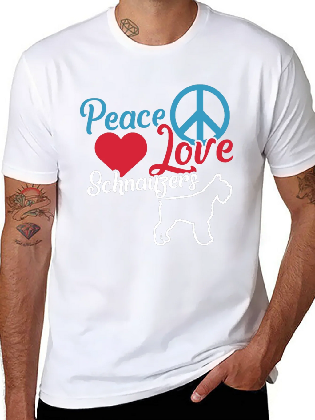 Peace Love Schnauzers Black T-Shirt product image 6