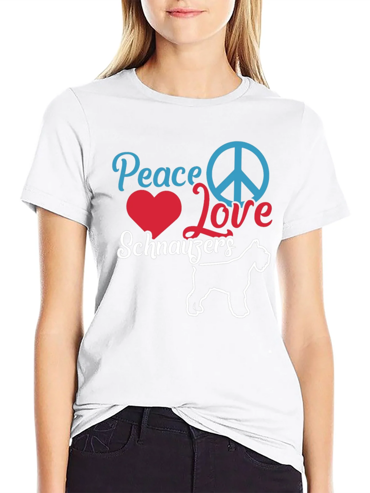 Peace Love Schnauzers Black T-Shirt product image 7