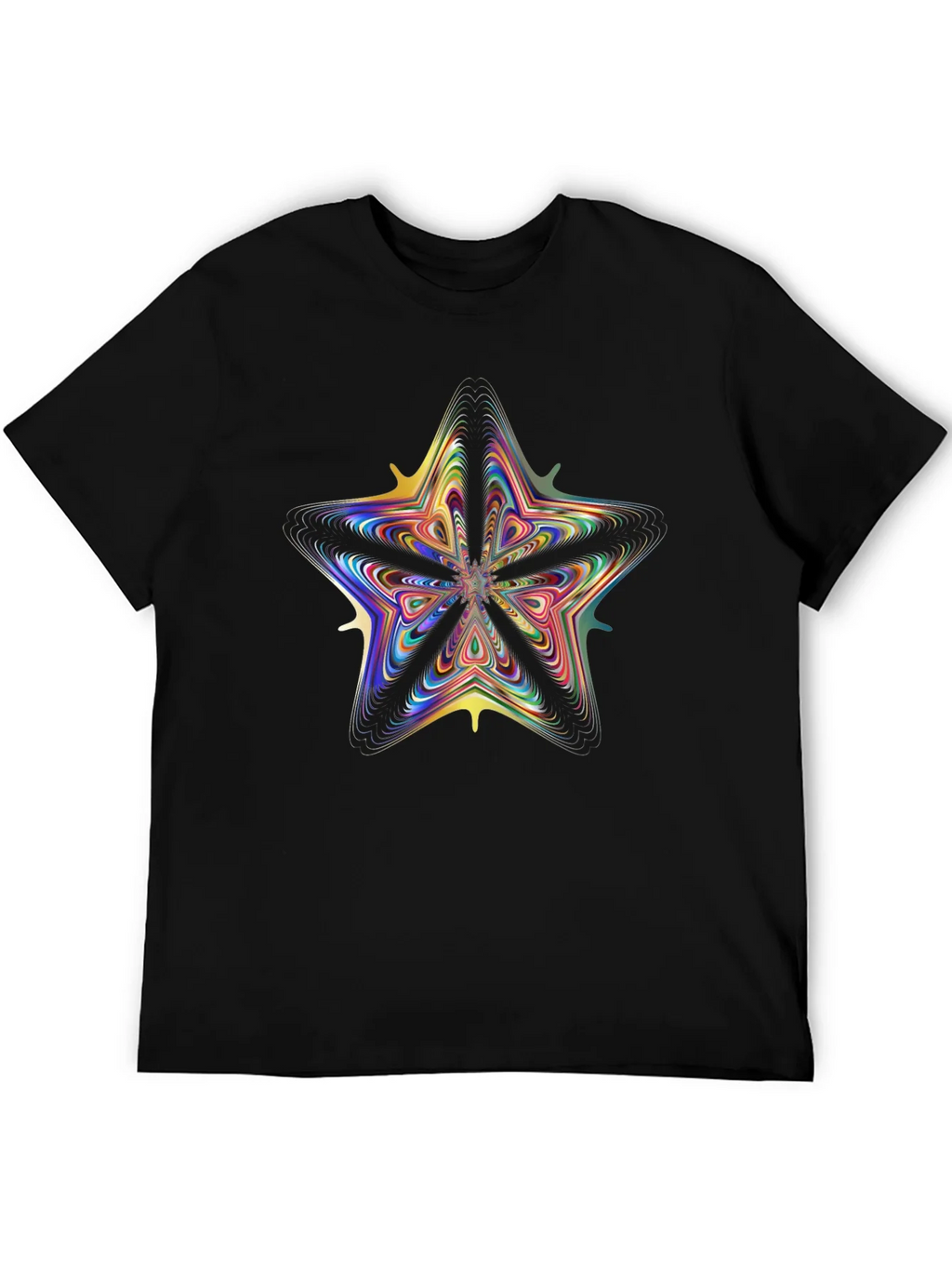 Vivid Fractal Star Graphic Tee - Black Cotton Comfort product image 5