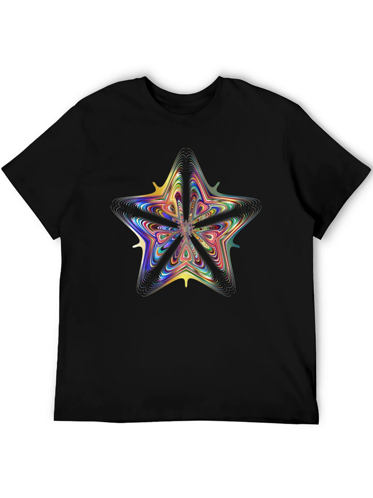 Vivid Fractal Star Graphic Tee - Black Cotton Comfort product image 5