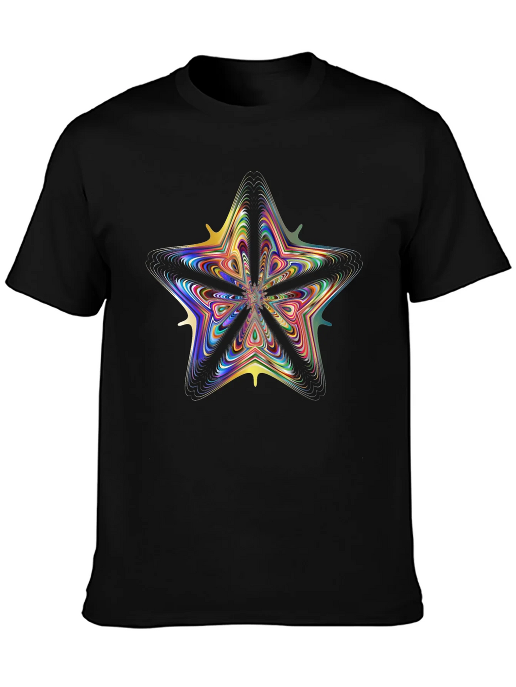 Vivid Fractal Star Graphic Tee - Black Cotton Comfort product image 3