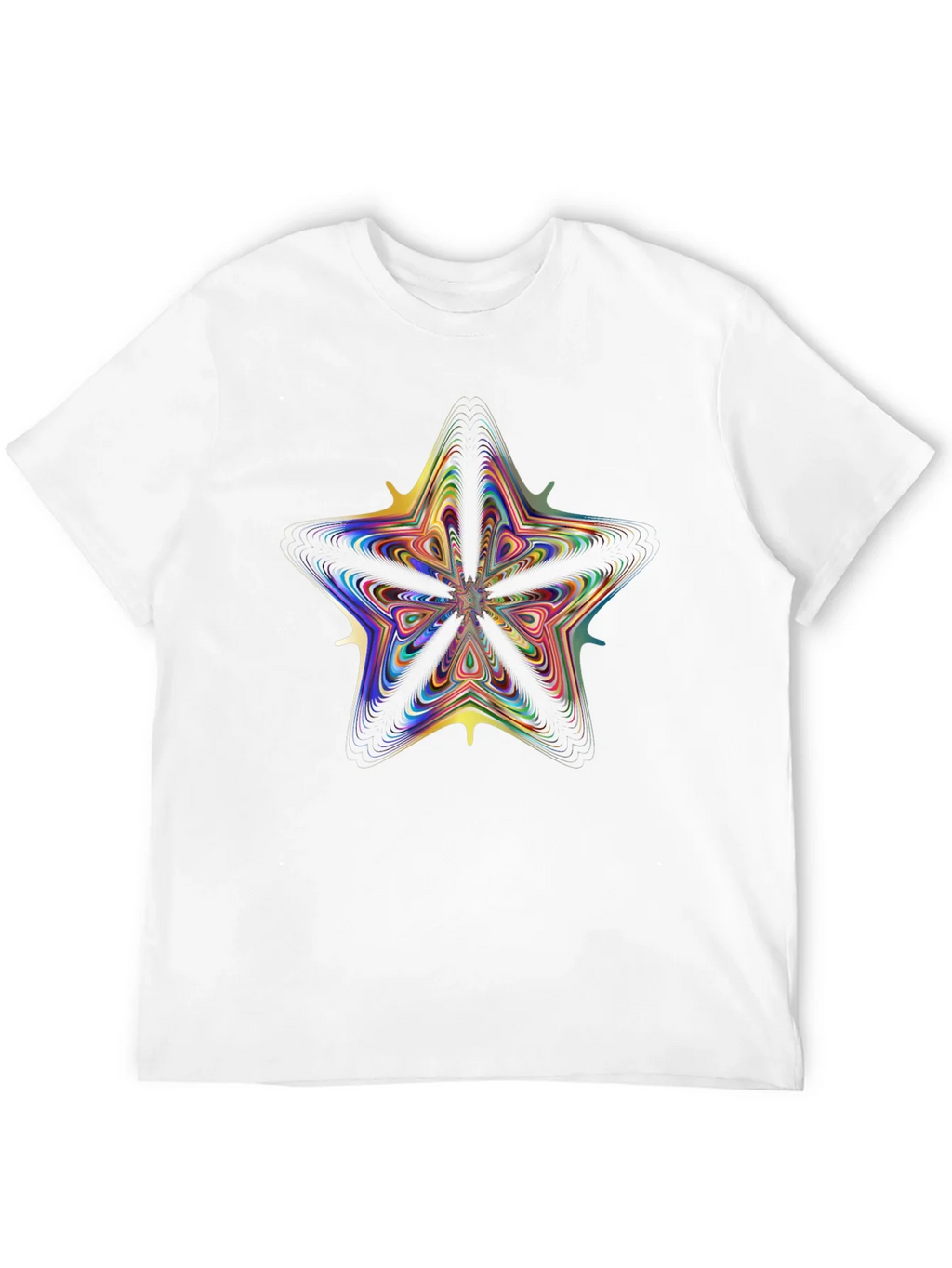 Vivid Fractal Star Graphic Tee - Black Cotton Comfort product image 11