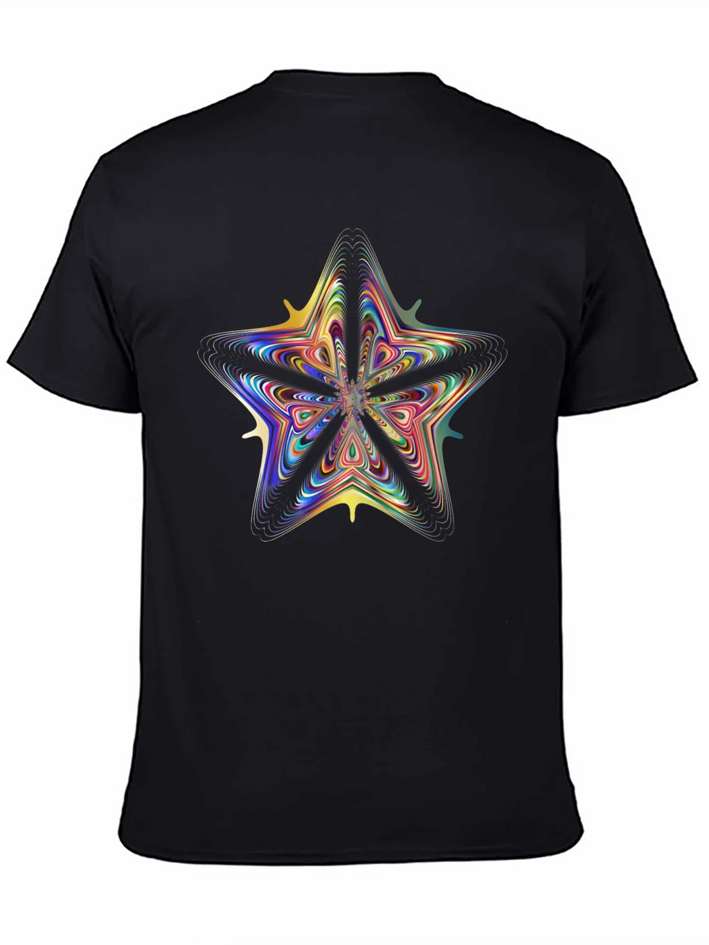 Vivid Fractal Star Graphic Tee - Black Cotton Comfort product image 4