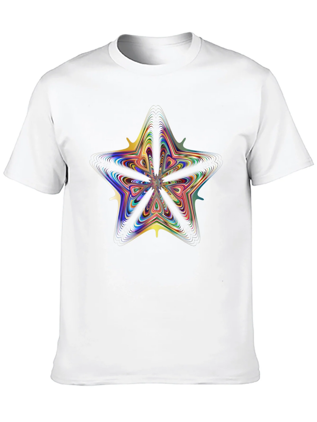 Vivid Fractal Star Graphic Tee - Black Cotton Comfort product image 9