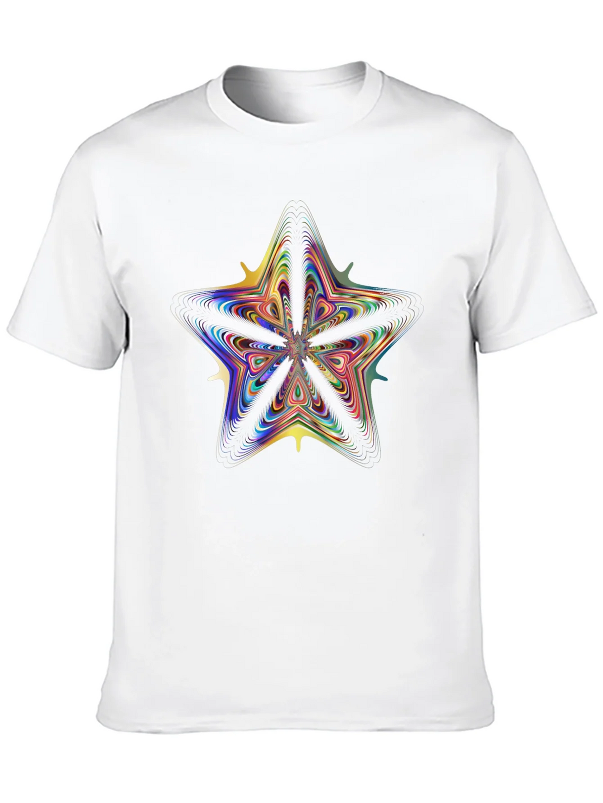 Vivid Fractal Star Graphic Tee - Black Cotton Comfort product image 9