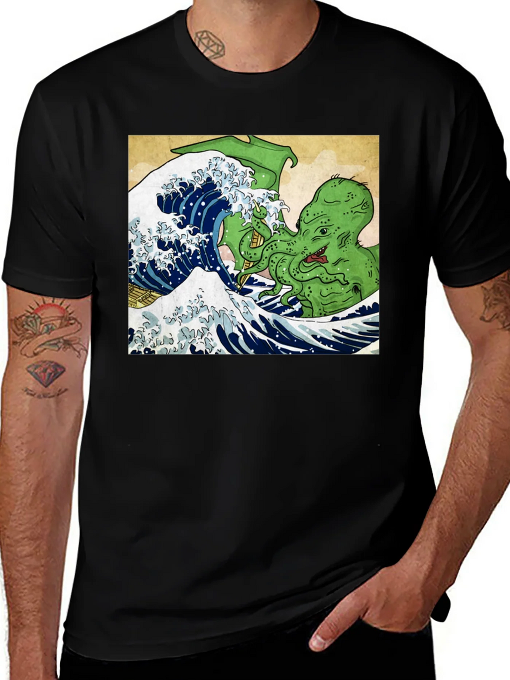Great Wave Cthulhu Graphic Tee product image 1
