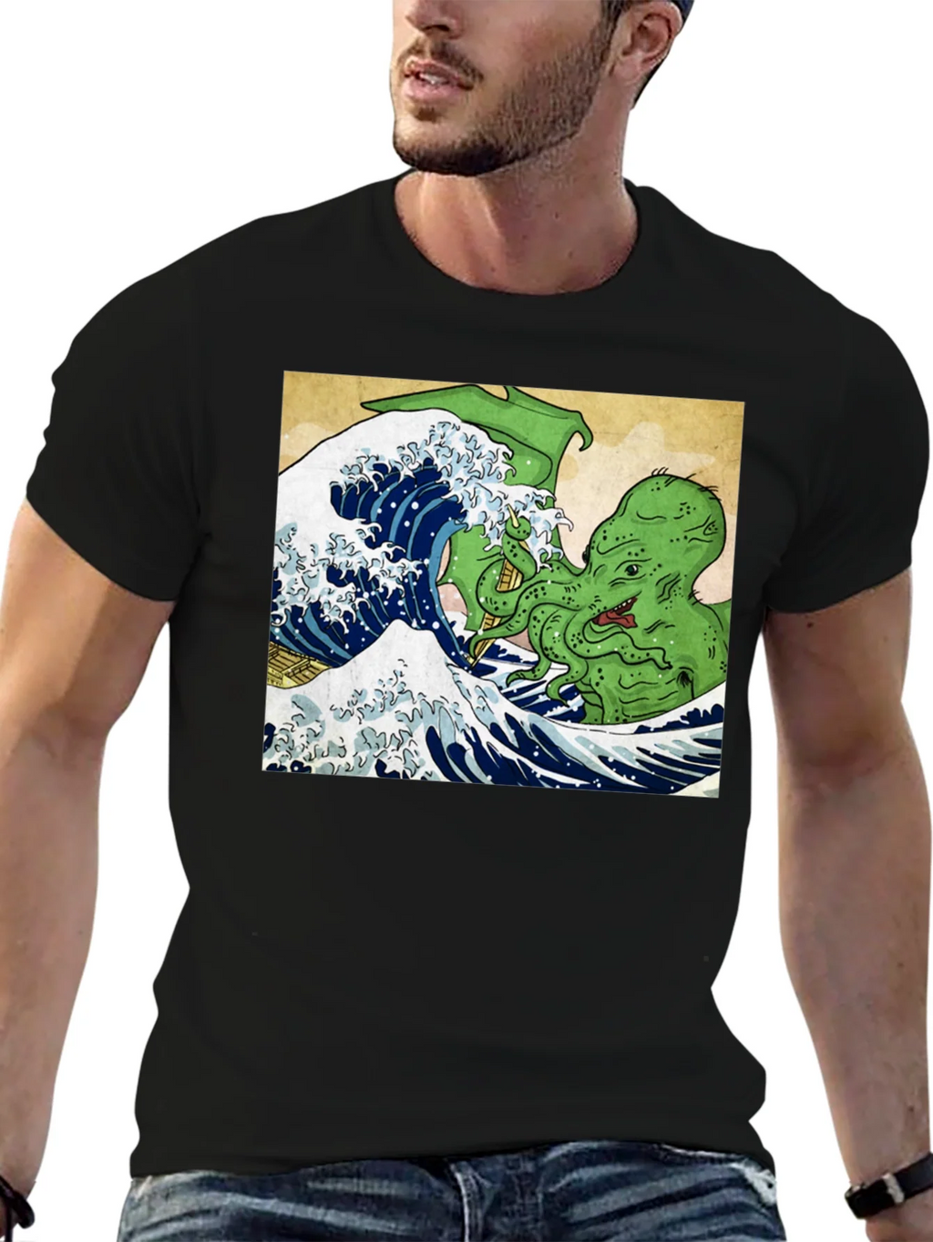 Great Wave Cthulhu Graphic Tee product image 6