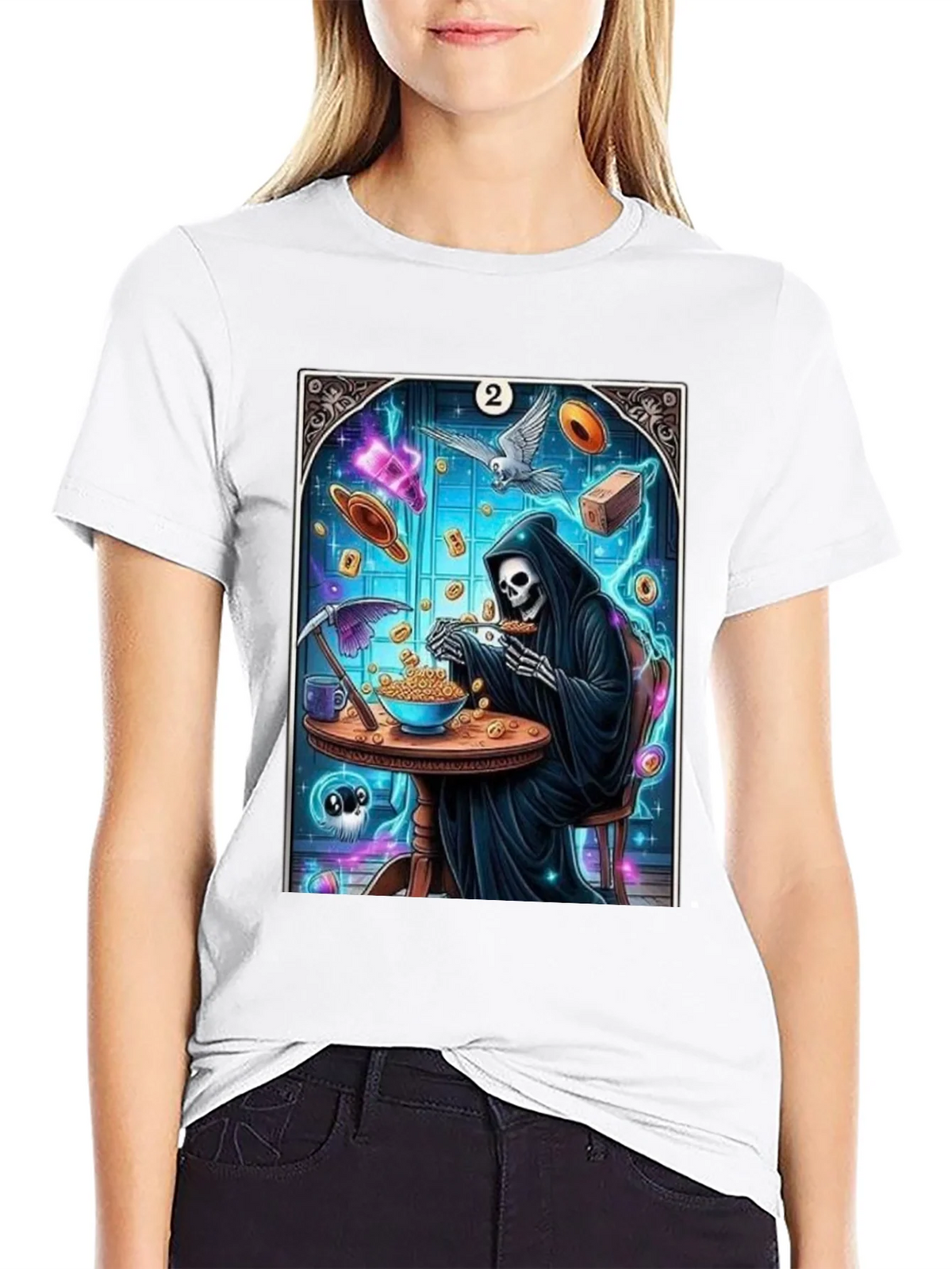 Grim Reaper Cereal T-Shirt - Funny Death Tarot Card Tee product image 8