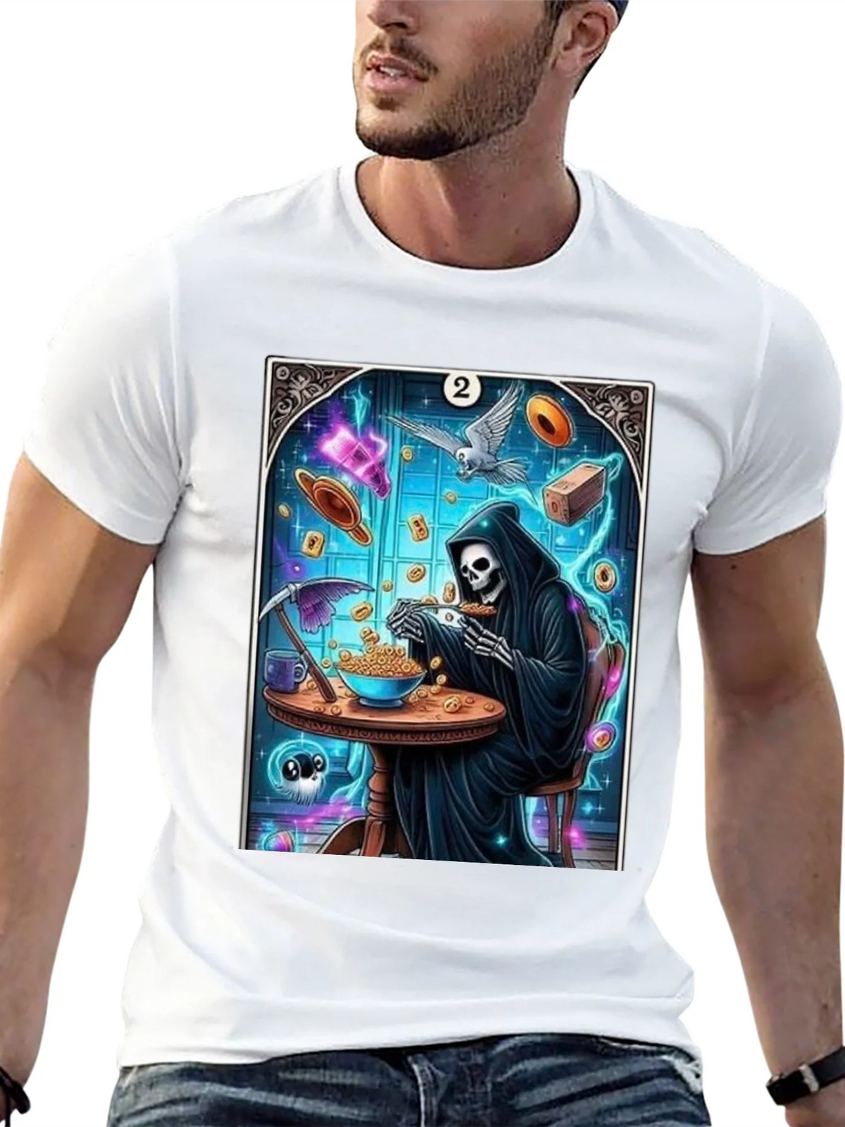 Grim Reaper Cereal T-Shirt - Funny Death Tarot Card Tee product image 12