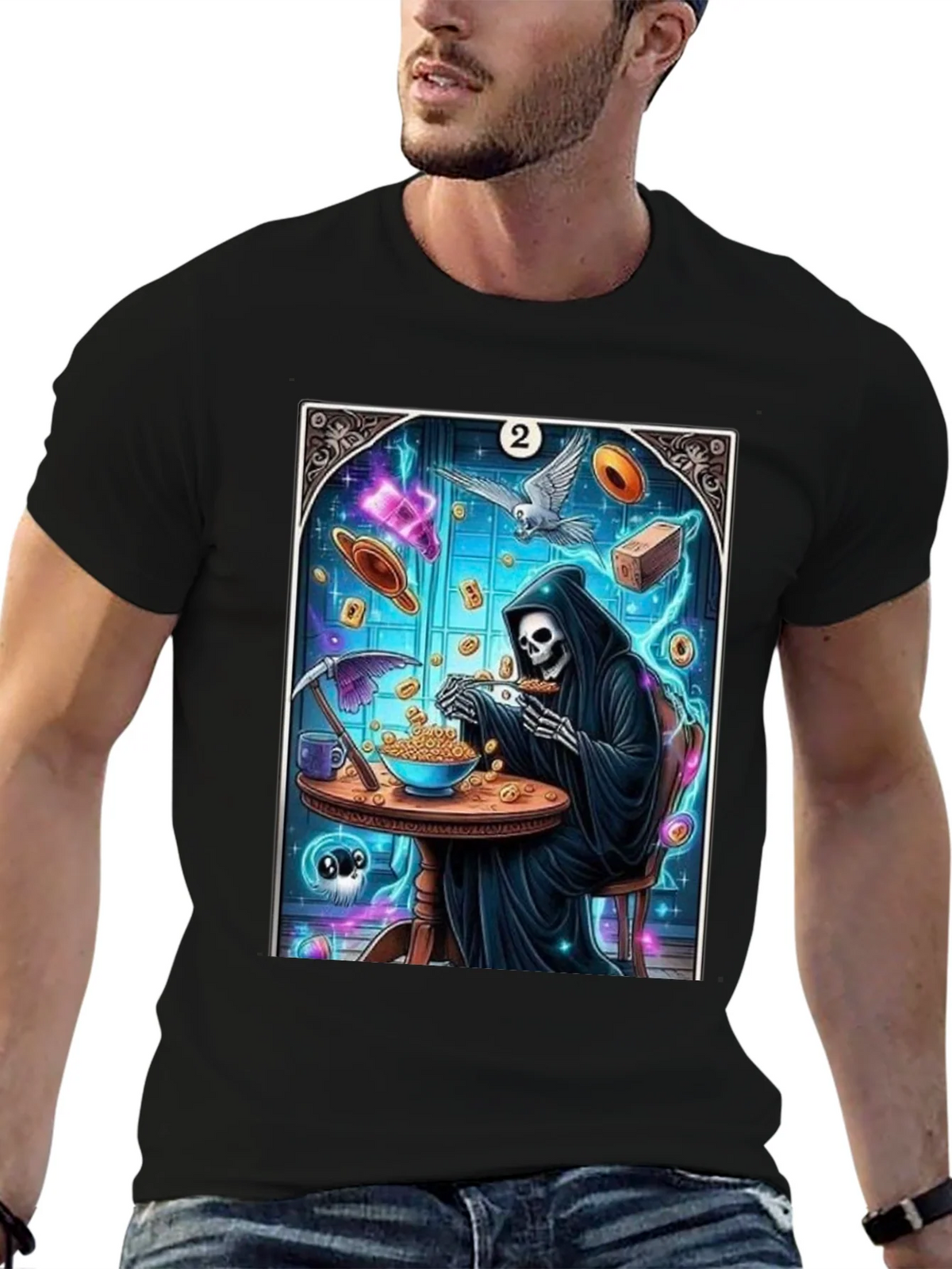 Grim Reaper Cereal T-Shirt - Funny Death Tarot Card Tee product image 6